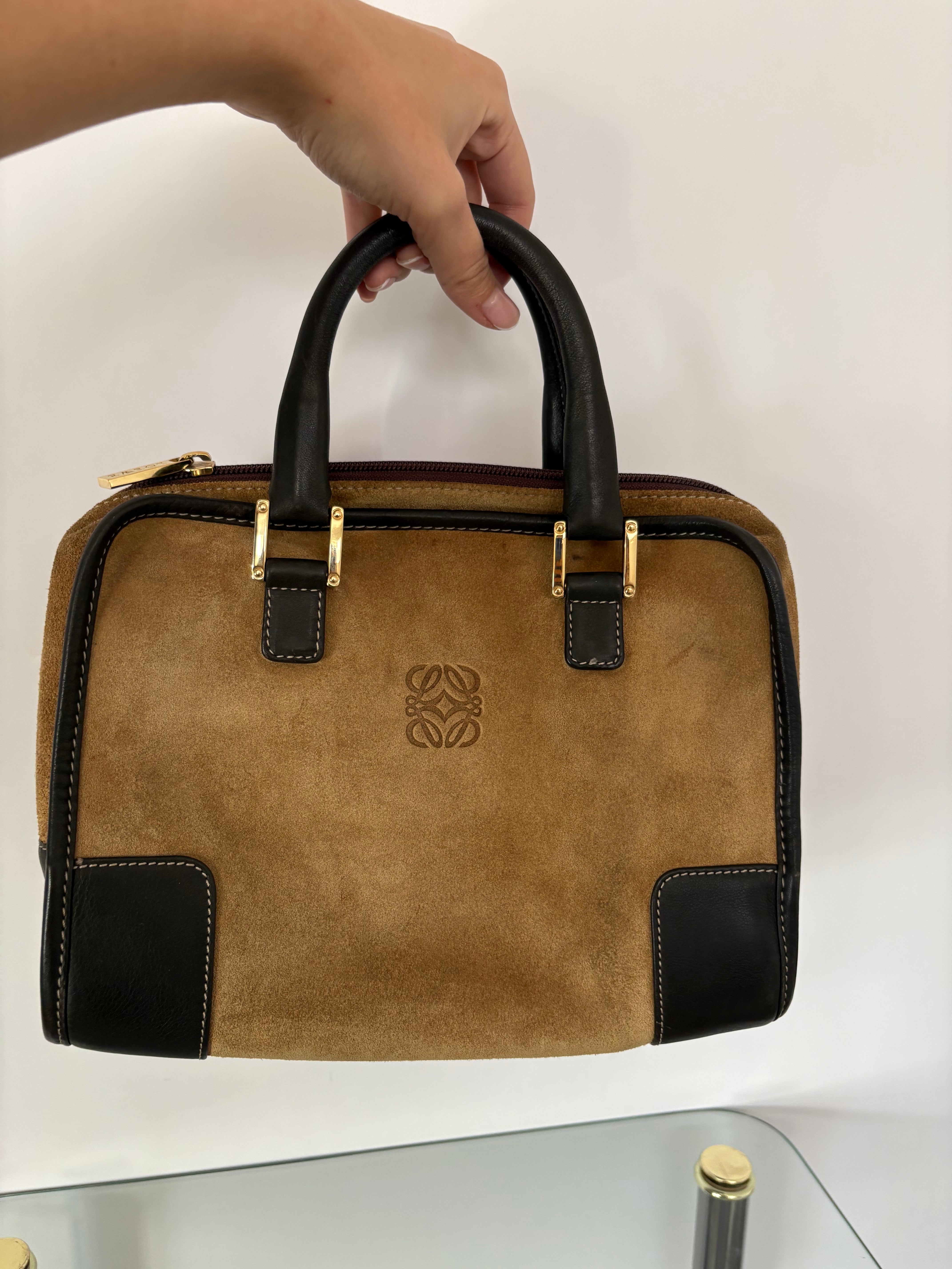 Loewe amazona 28 camel y marrón oscuro vintage