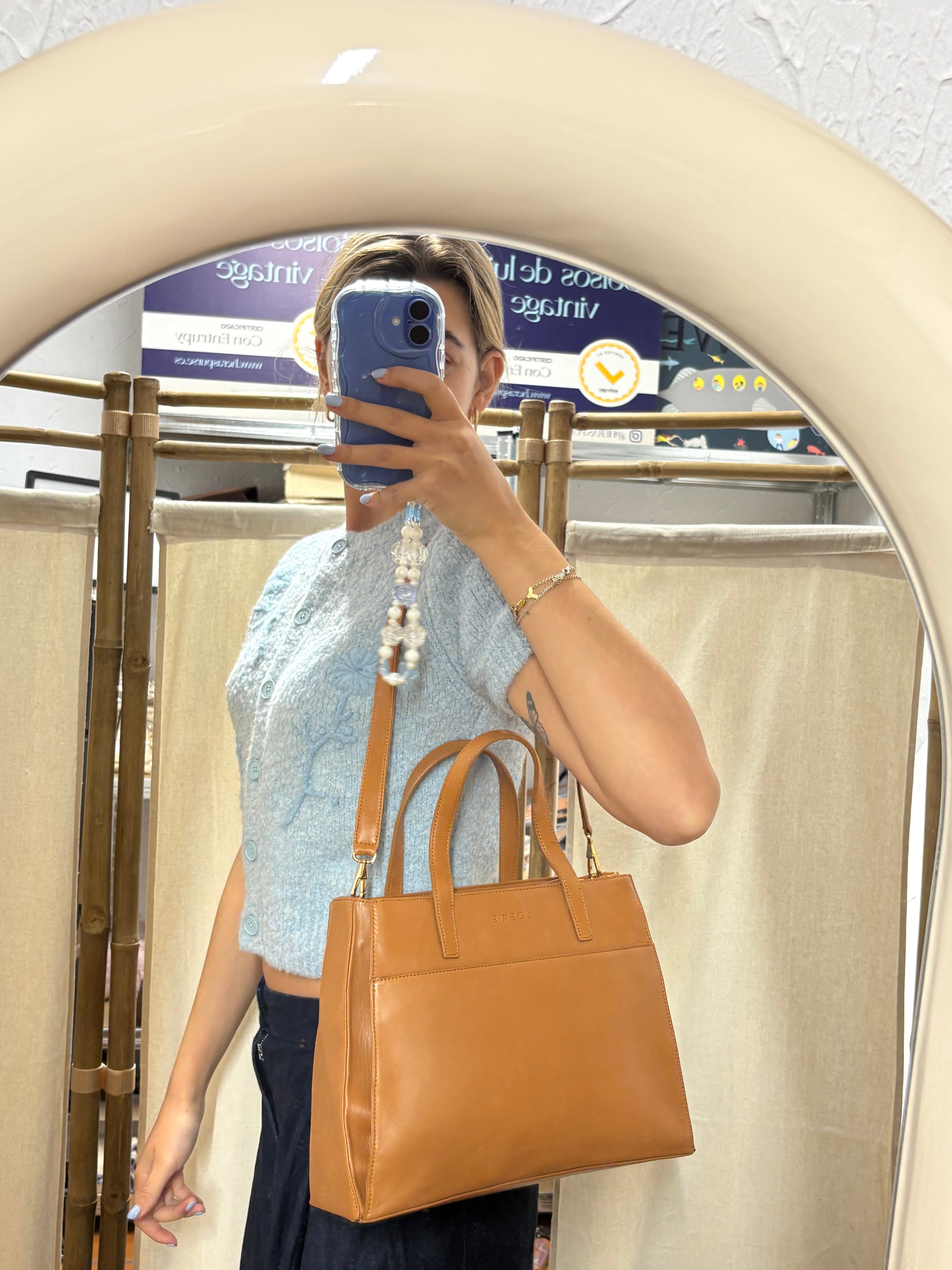 Loewe Vintage Piel Tafilete Camel 2-Way Original con bandolera