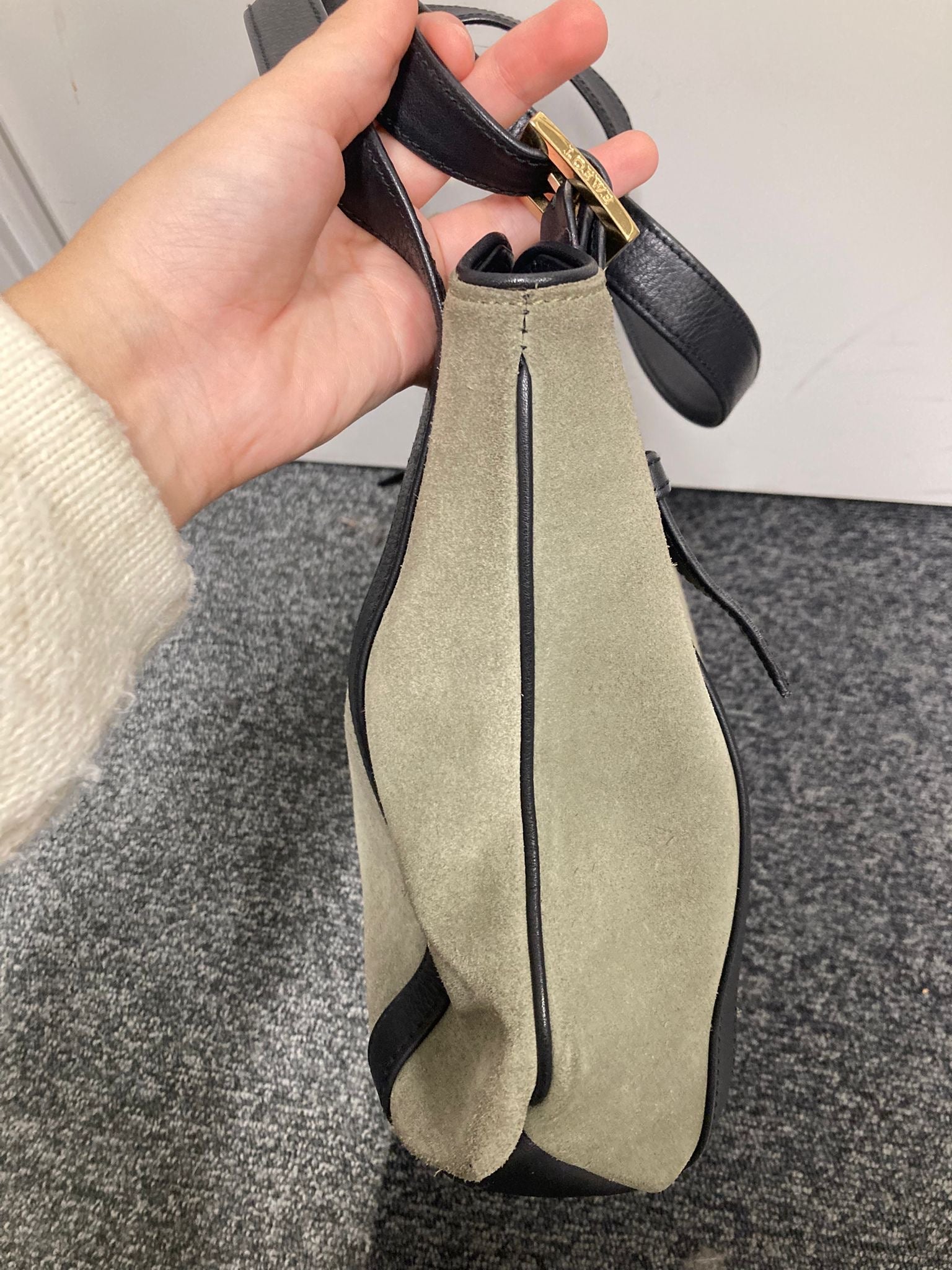 Loewe Tote Bag en ante caqui y piel negra