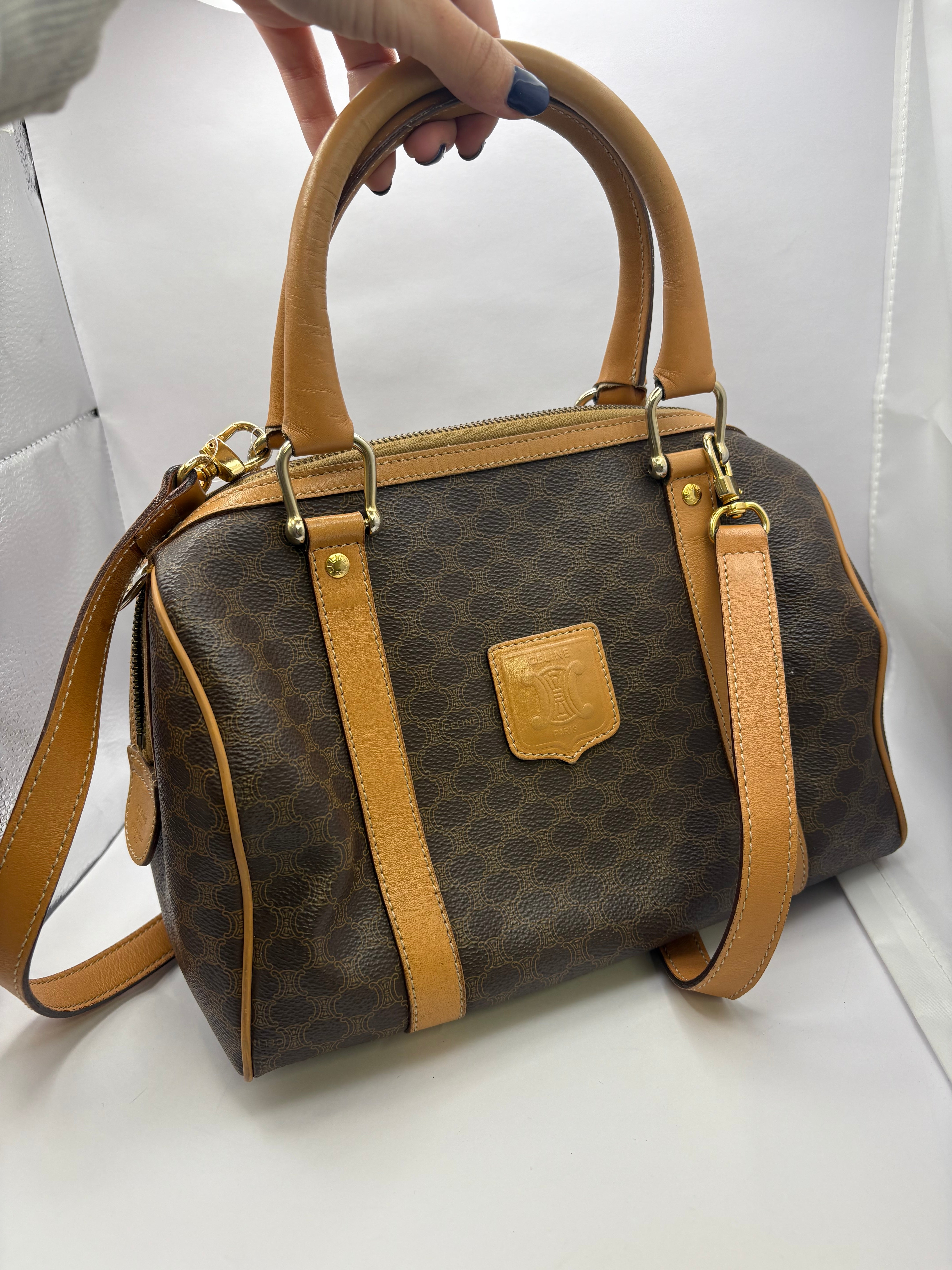 CELINE Macadam Mini Boston Vintage bandolera – Triomphe Logo