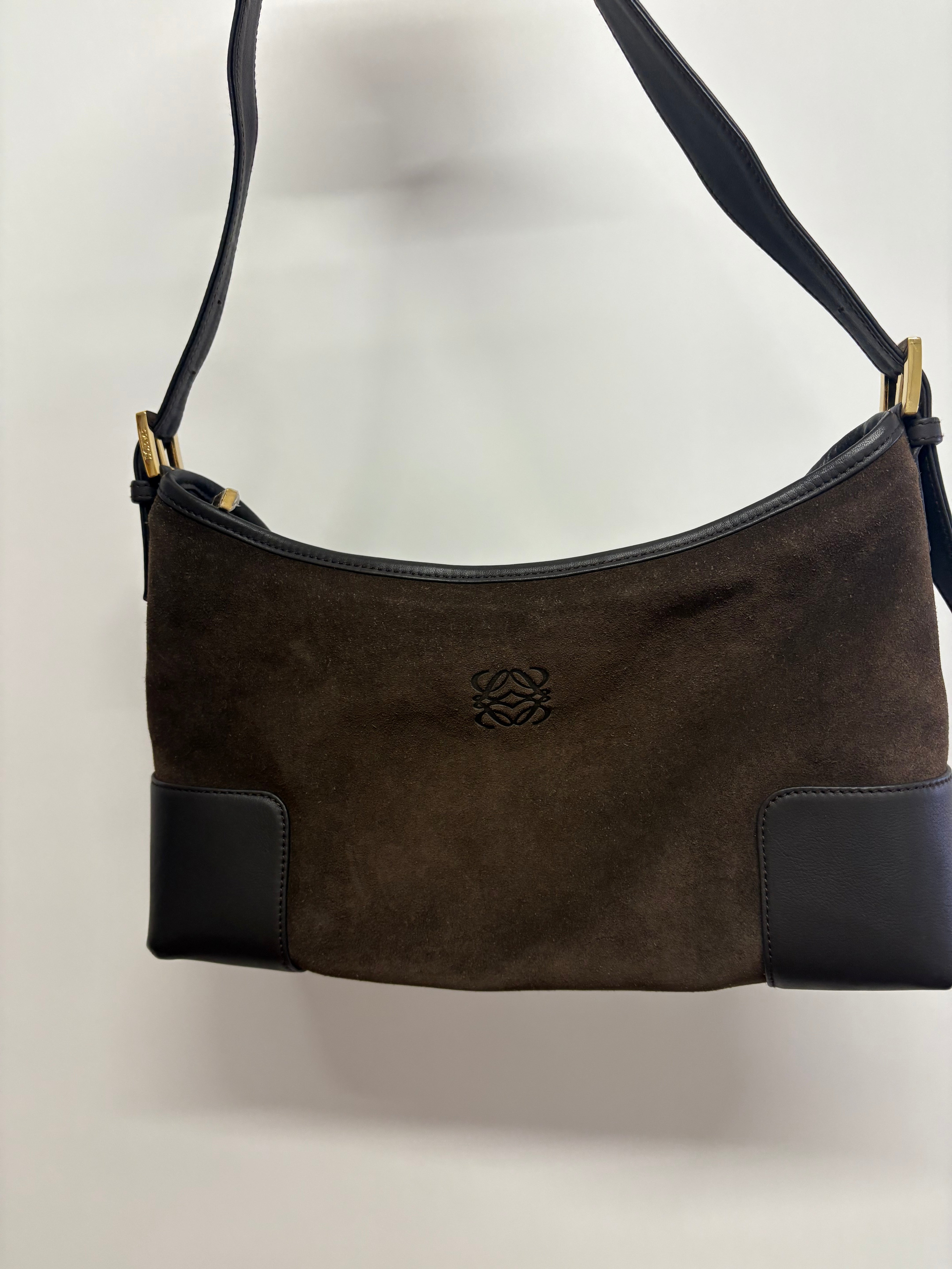 Loewe hobo bag ante y piel marrón oscuro