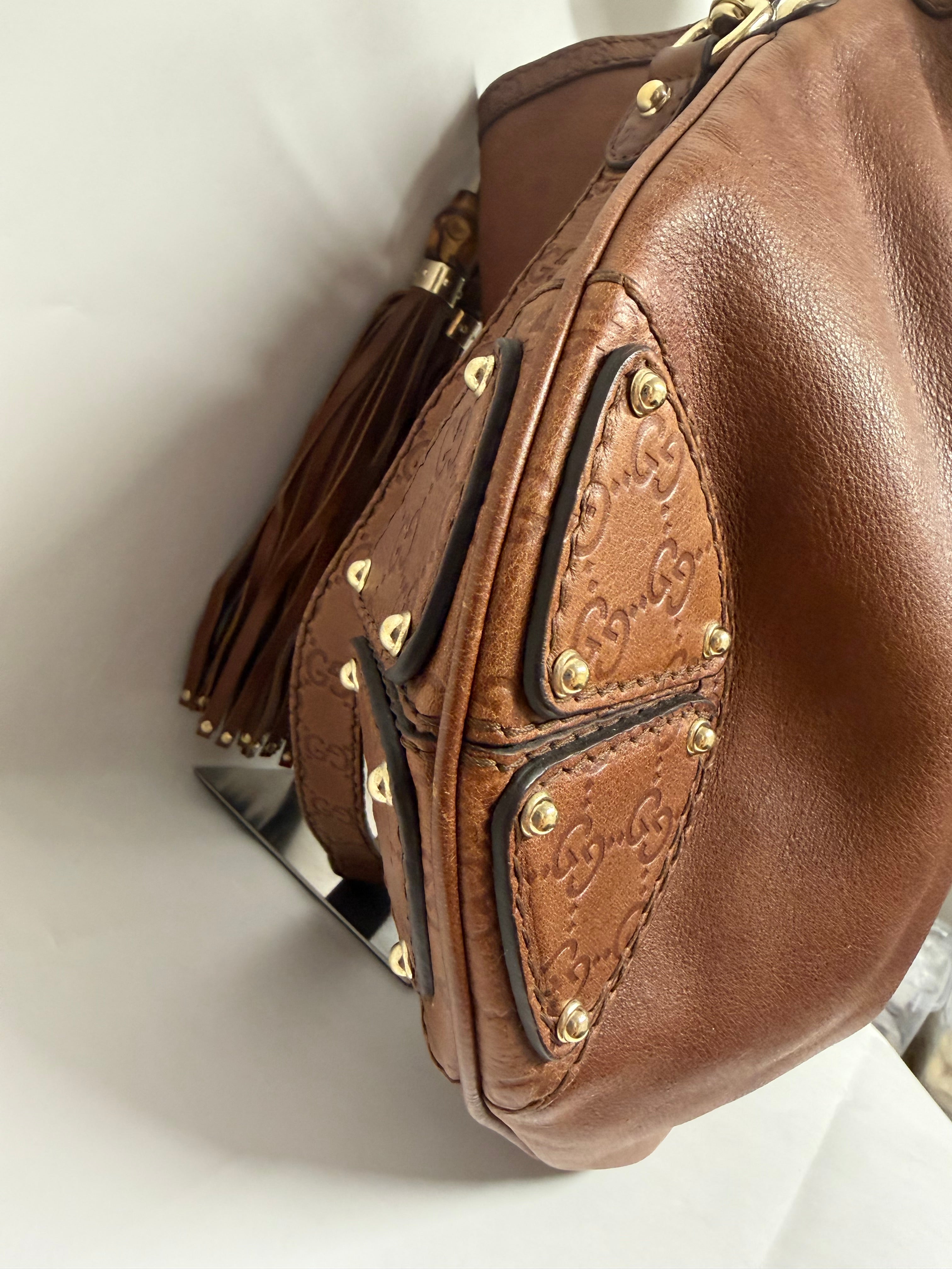 Gucci Indy Satchel Guccissima con Bambú XL