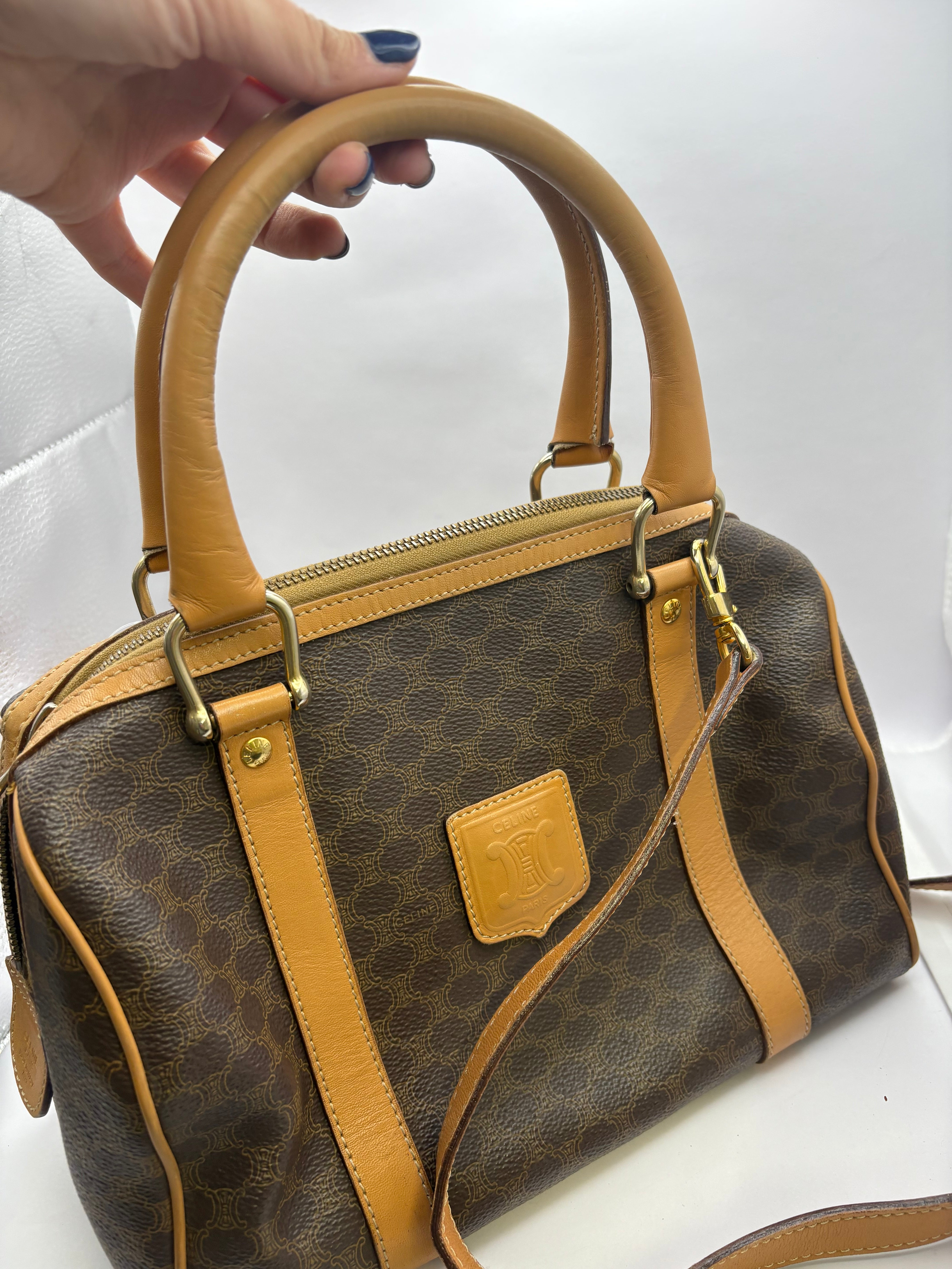 CELINE Macadam Mini Boston Vintage bandolera – Triomphe Logo