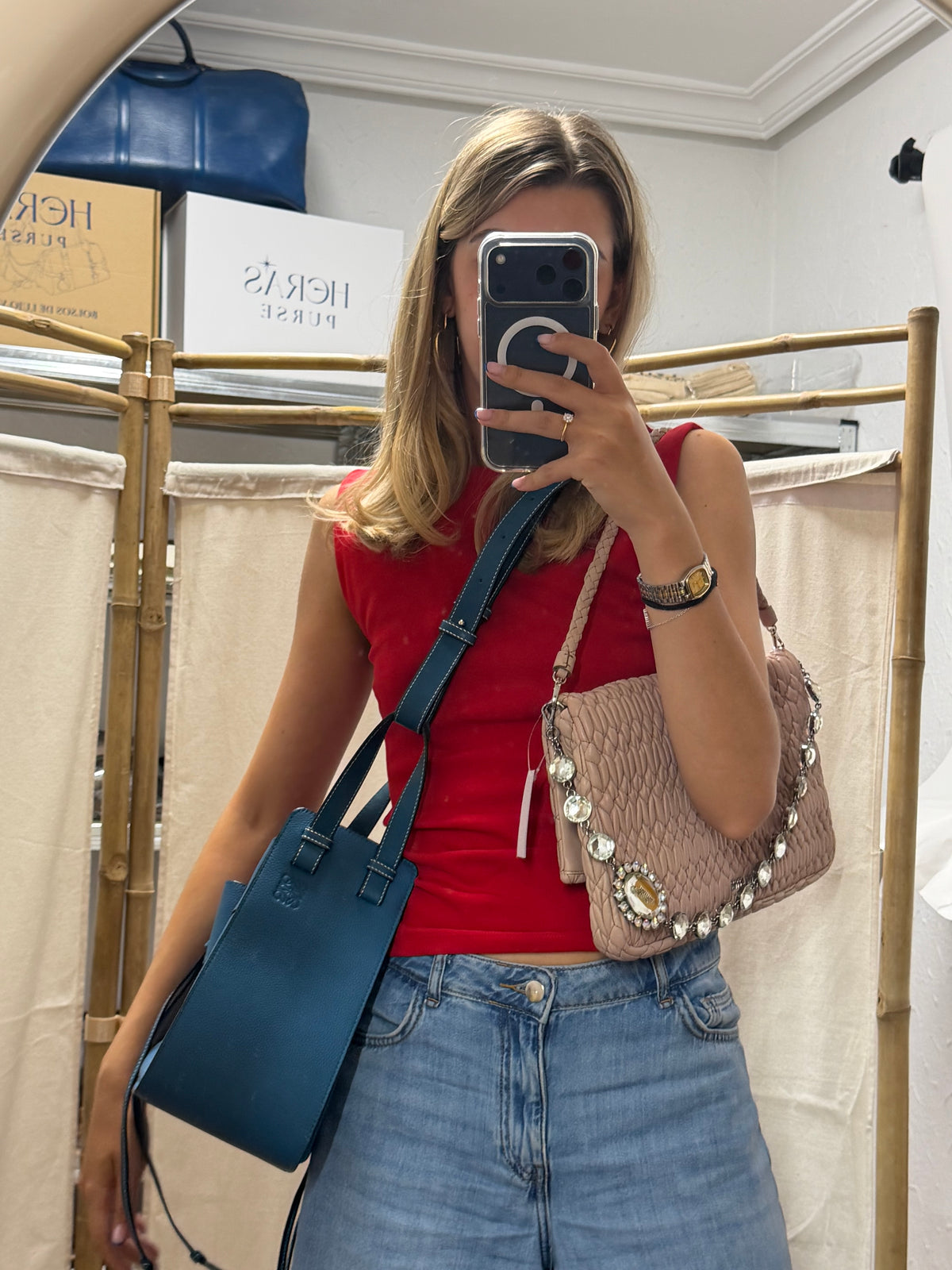 Loewe Hammock Small Piel Azul Lago