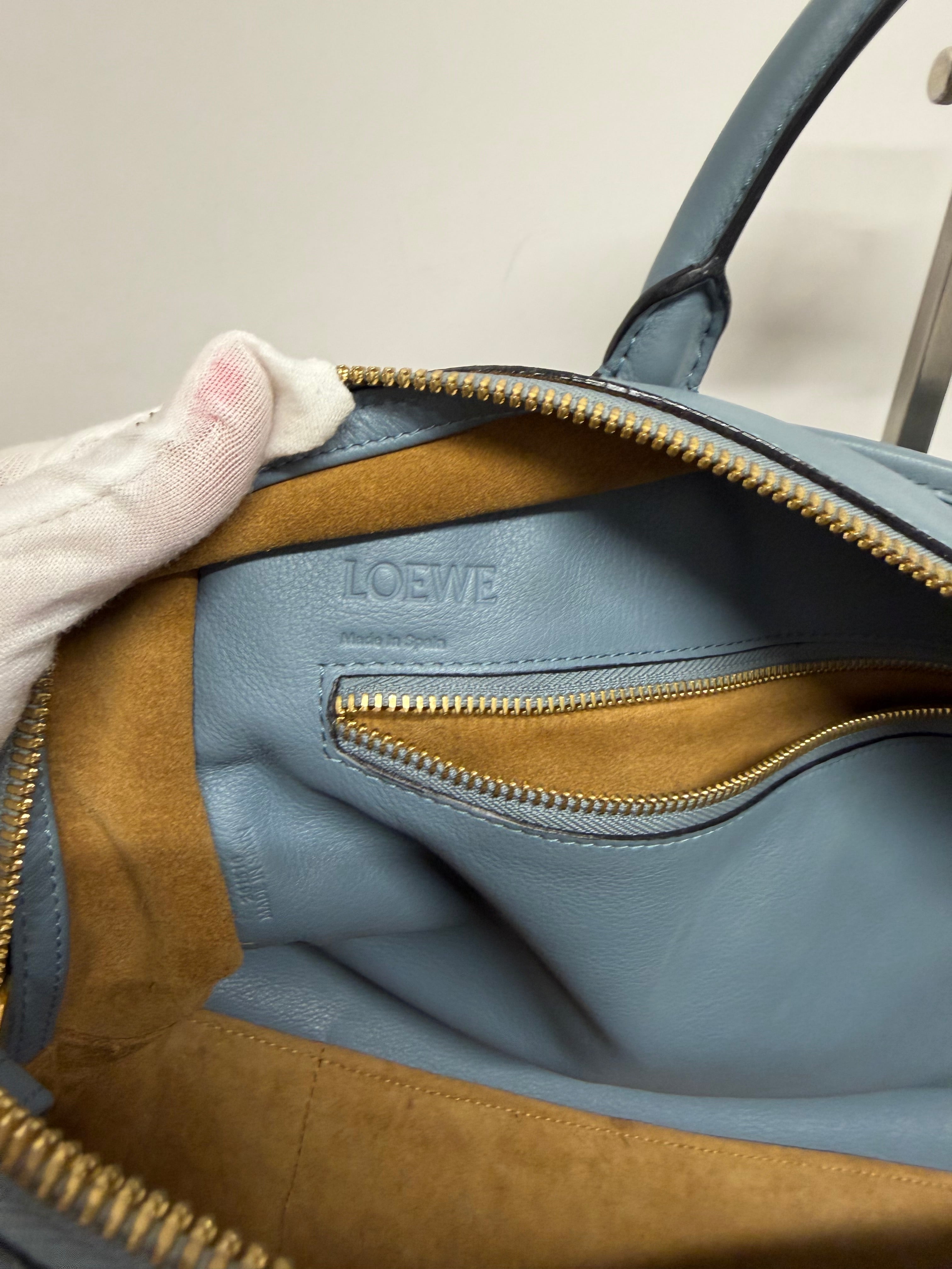 Loewe Amazona 36 Piel Azul Grisáceo y bandolera original