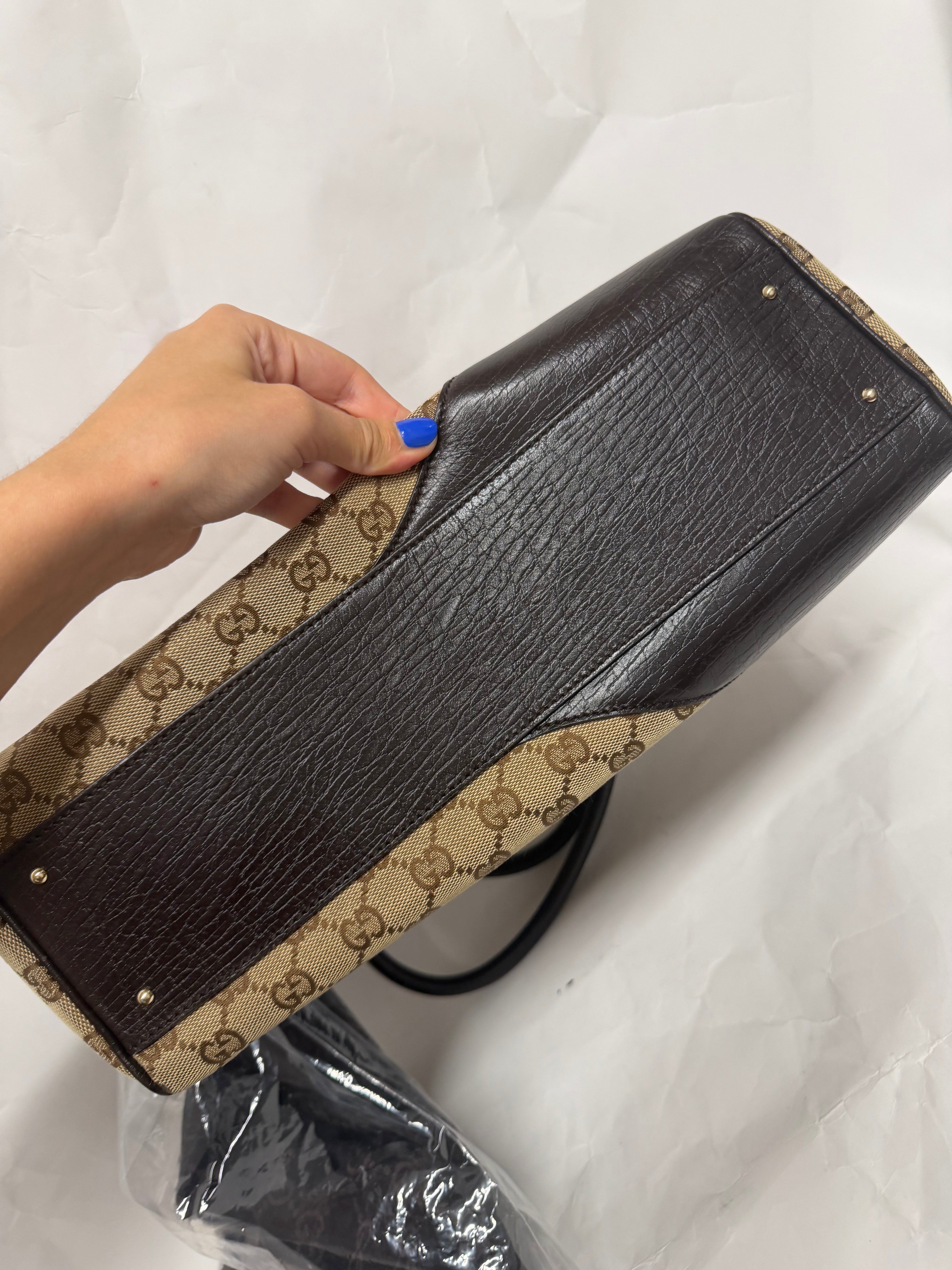 Gucci Hasler Horsebit GG Canvas Shoulder Bag