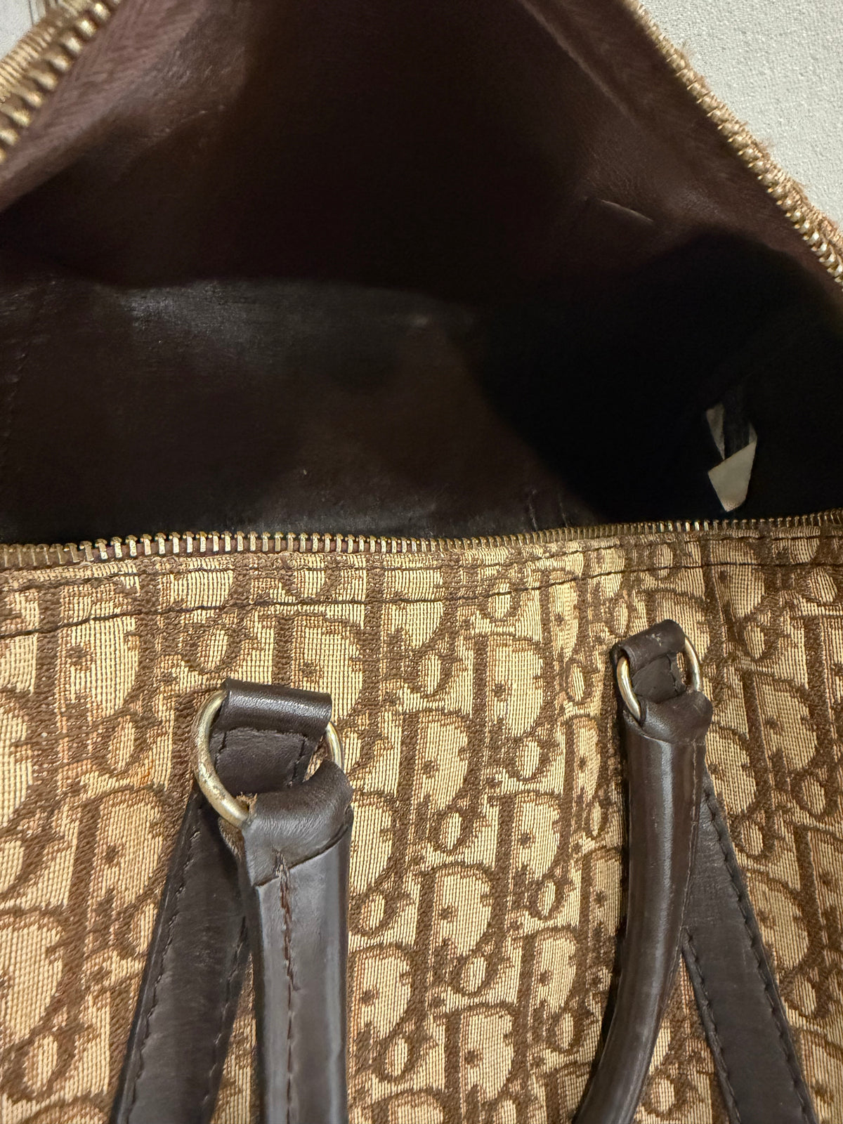 Christian Dior Trotteur Boston Lona Trotter Marrón x Piel