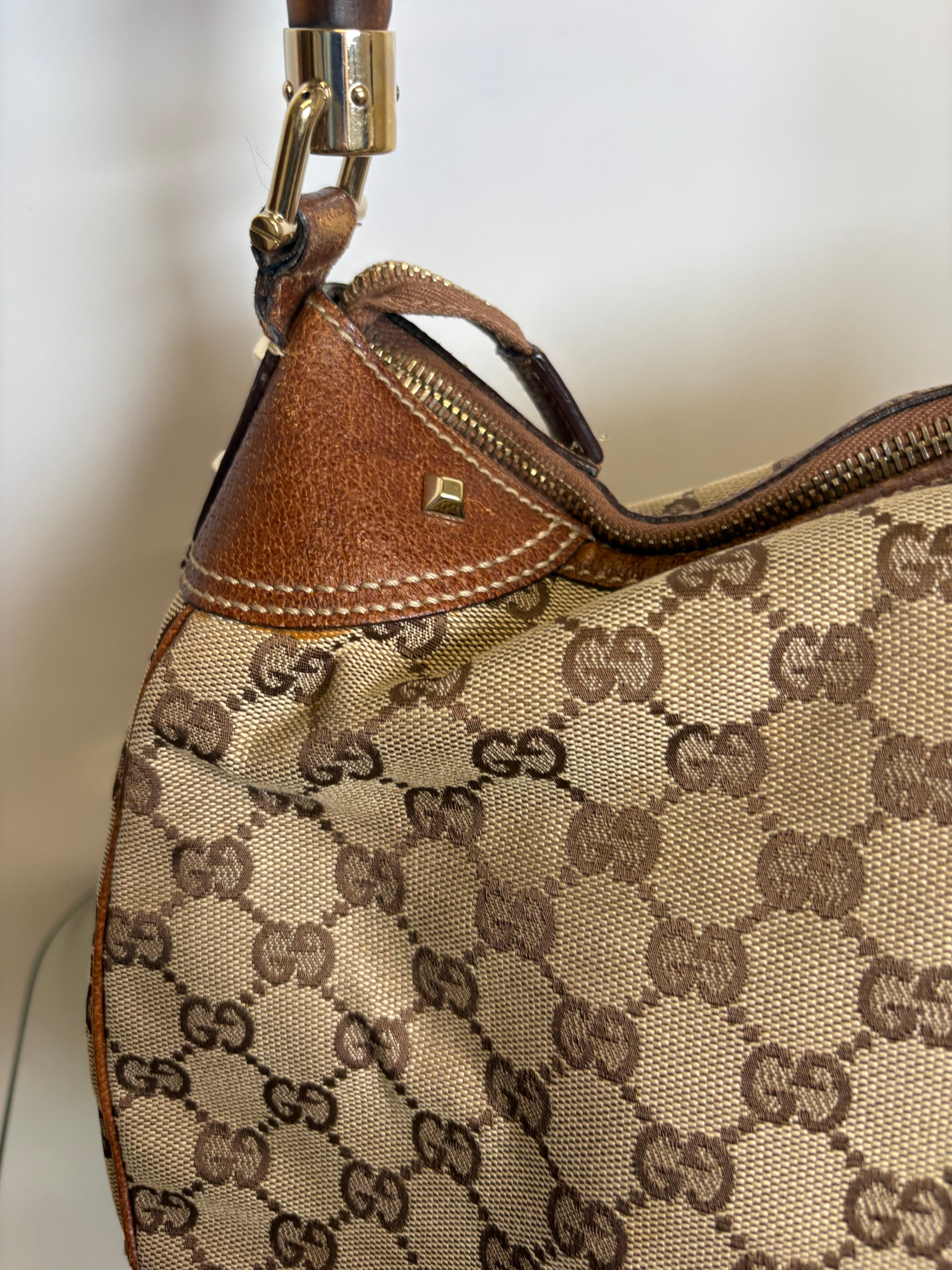 Gucci bamboo gg canvas marrón con bandolera (extra)