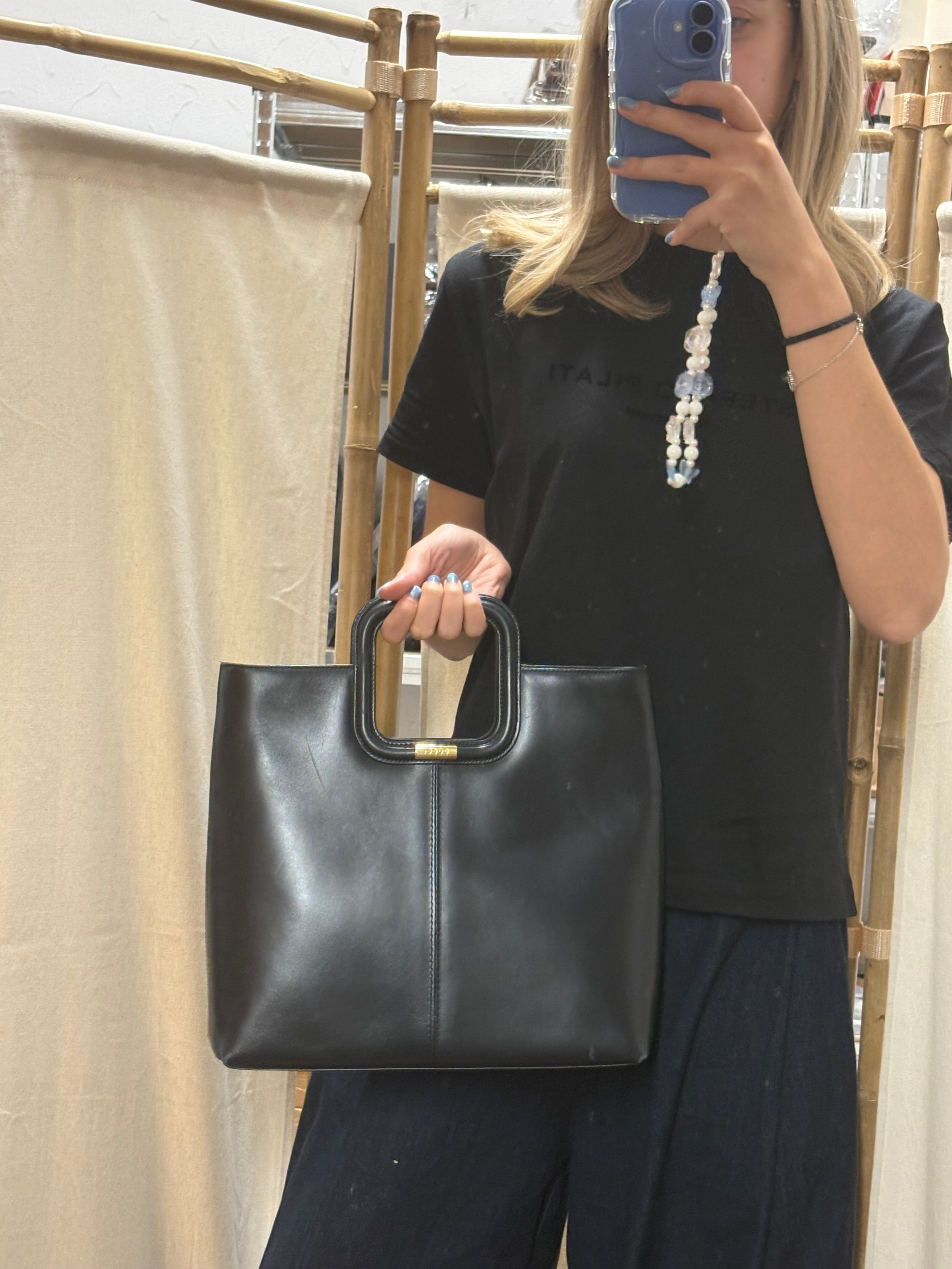 Gucci vintage bolso de mano piel cepillada negra
