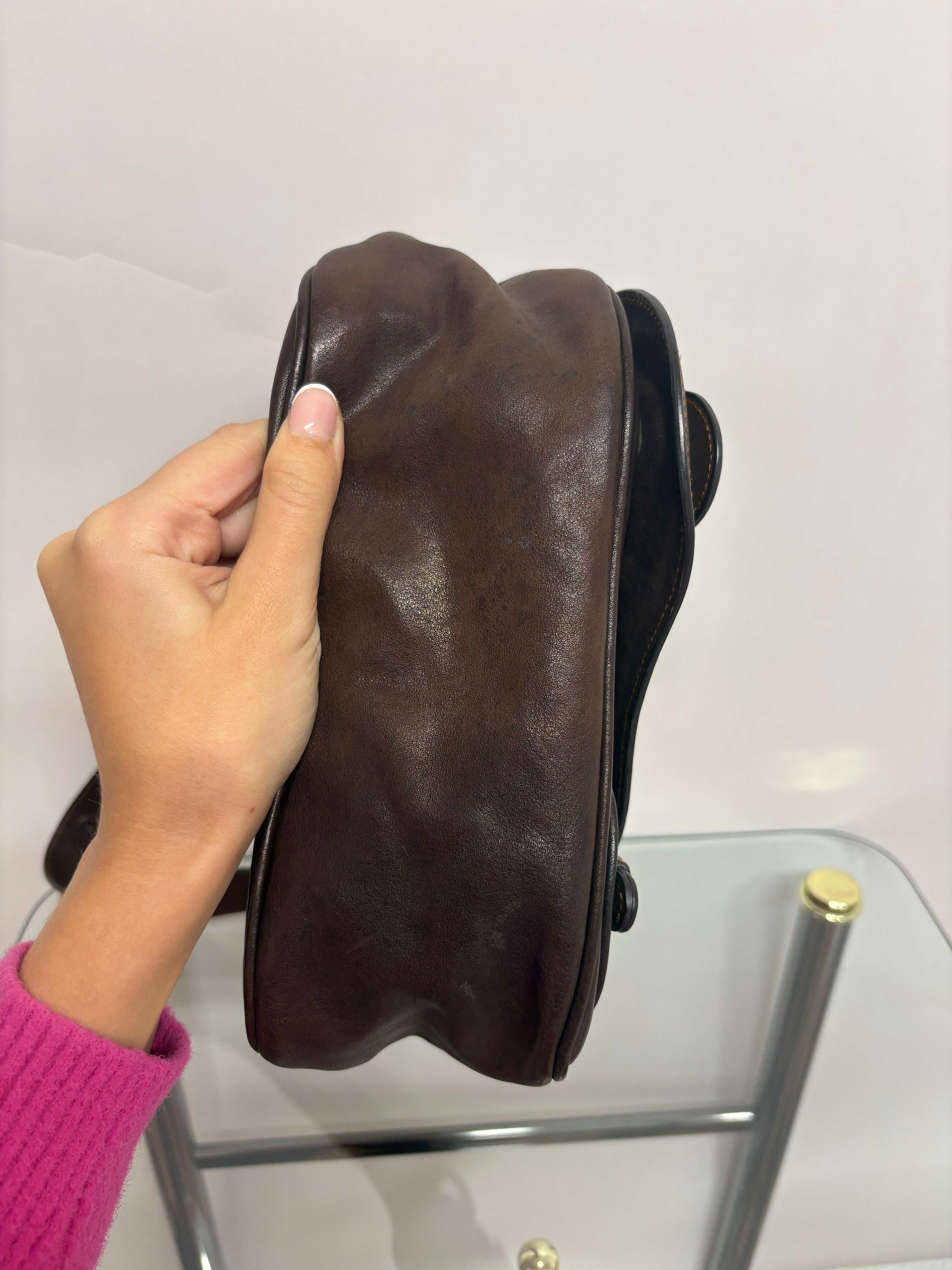 Christian Dior Gaucho Shoulder Bag Chocolate – Piel Marrón