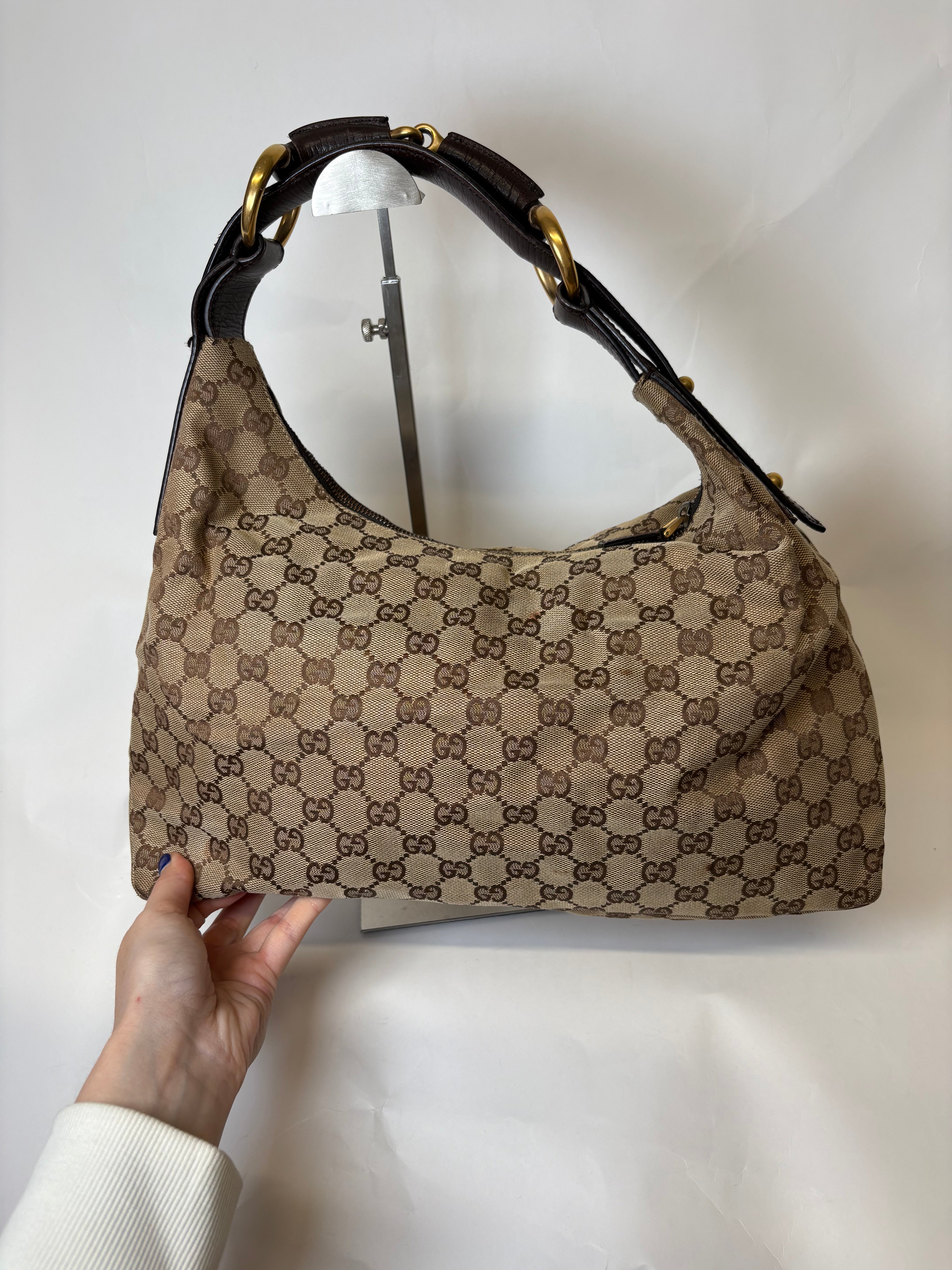 Gucci Horsebit Hobo GG Canvas Marrón