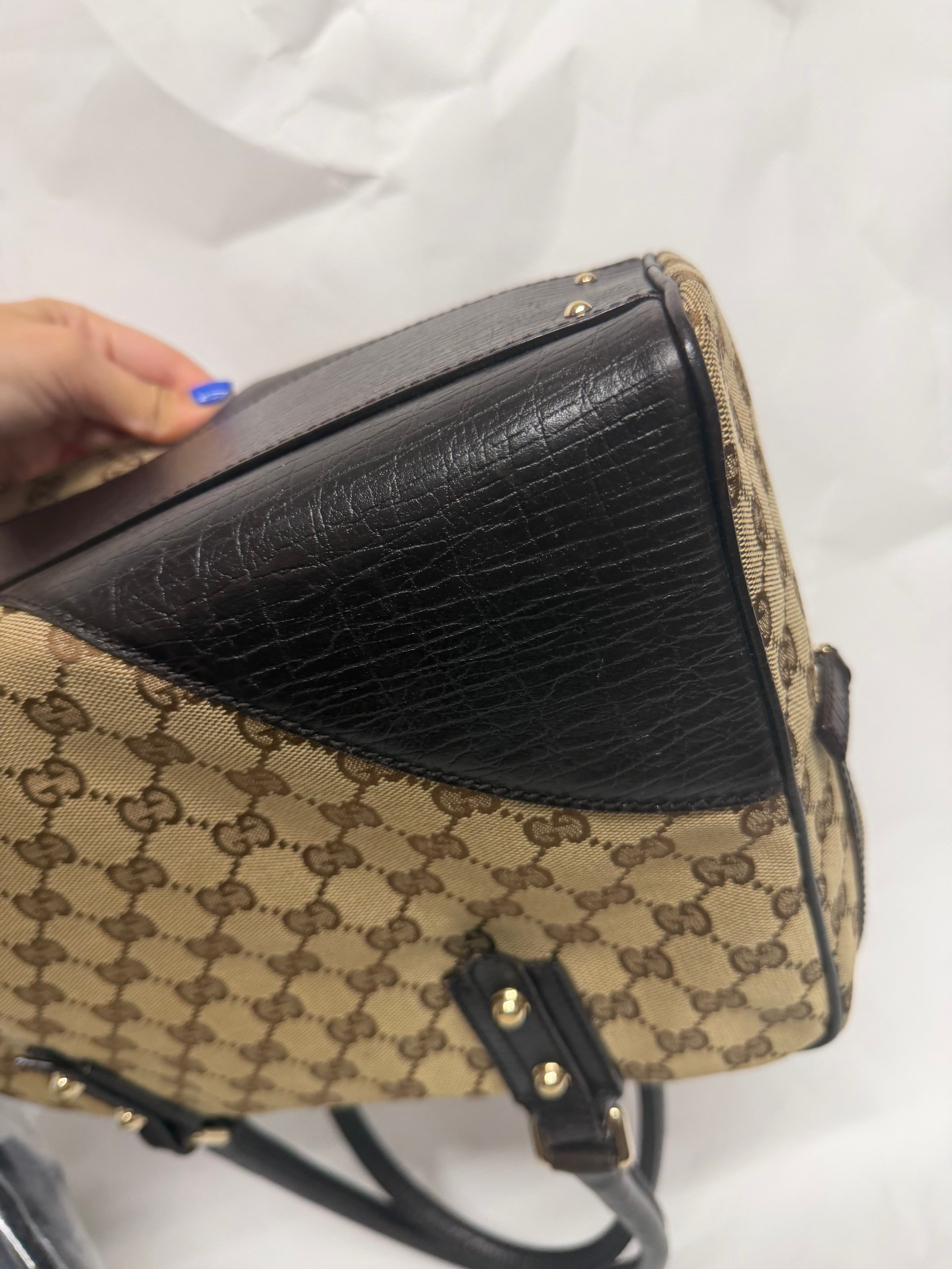 Gucci Hasler Horsebit GG Canvas Shoulder Bag