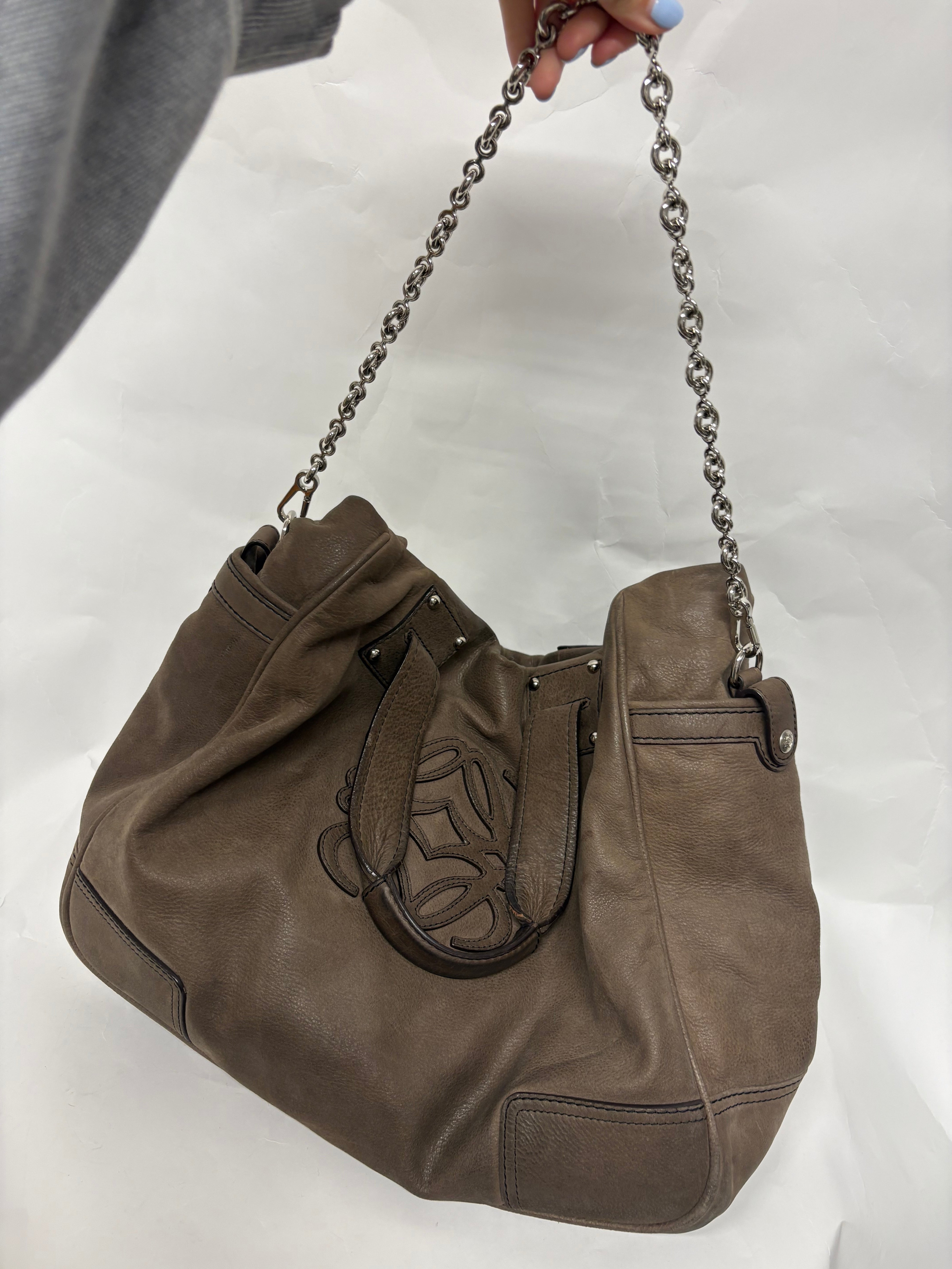 Loewe Tote Grande Piel Taupe Anagram con correa borlas extra