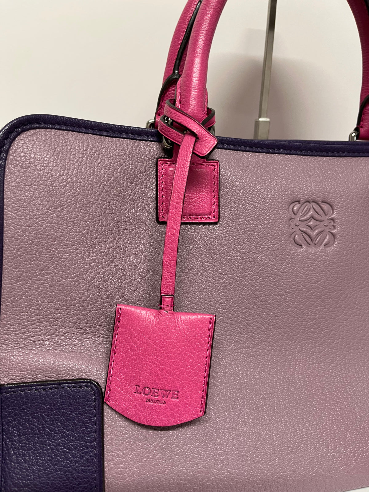 Loewe Amazona 36 Tricolor Malva, Fucsia y Morado · Piel de Cabra