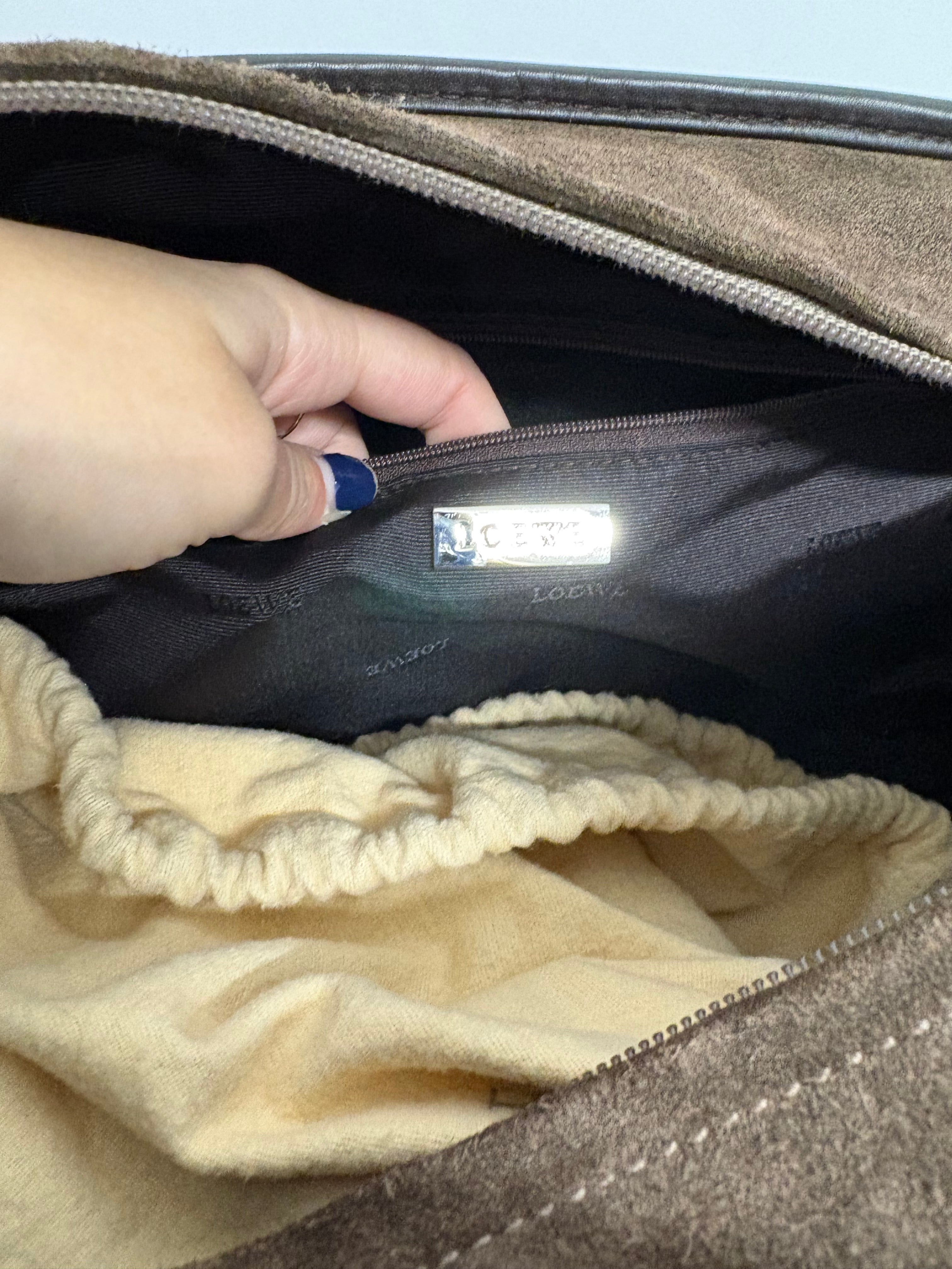 Loewe Amazona 35 marrón chocolate ante y piel