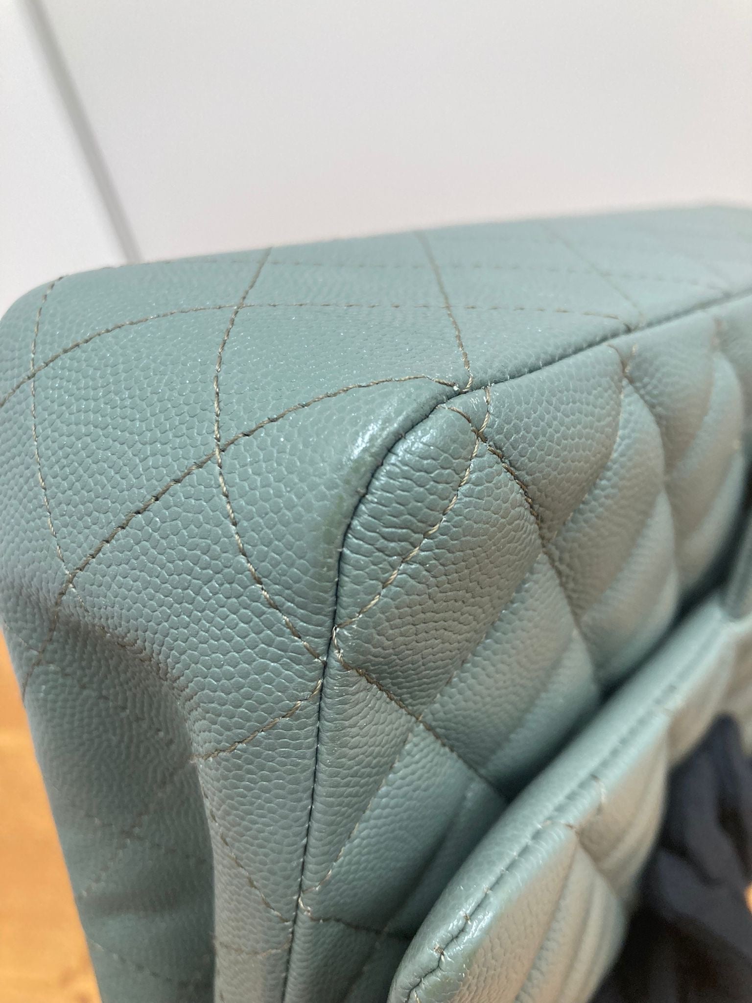 Chanel 11.12 timeless mediano doble flap piel caviar verde