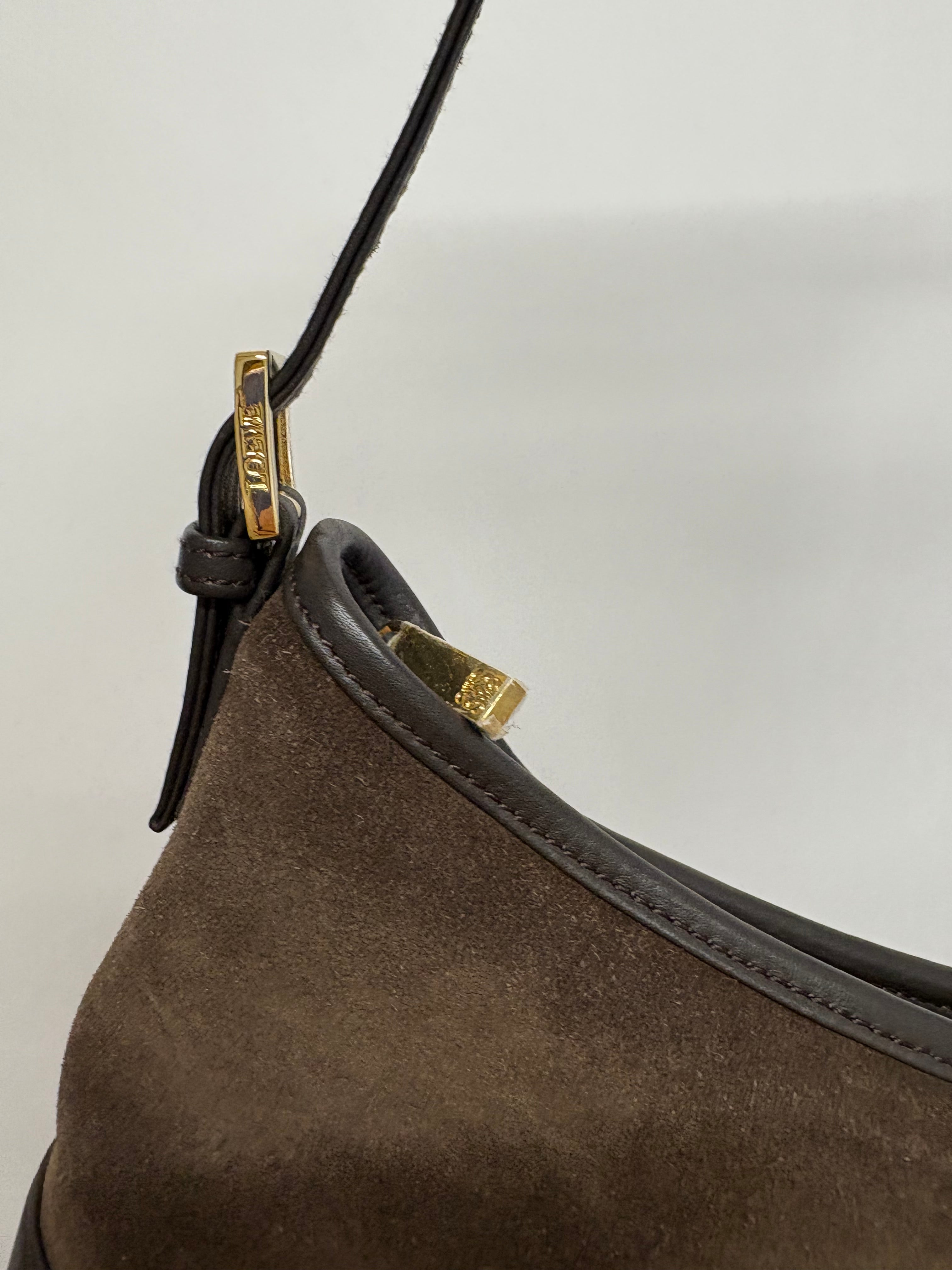 Loewe hobo bag ante y piel marrón oscuro