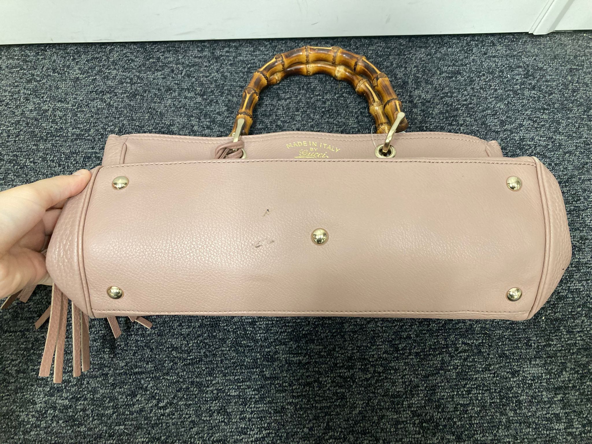 Gucci Bamboo 2Way Bag en piel rosa empolvado y bandolera