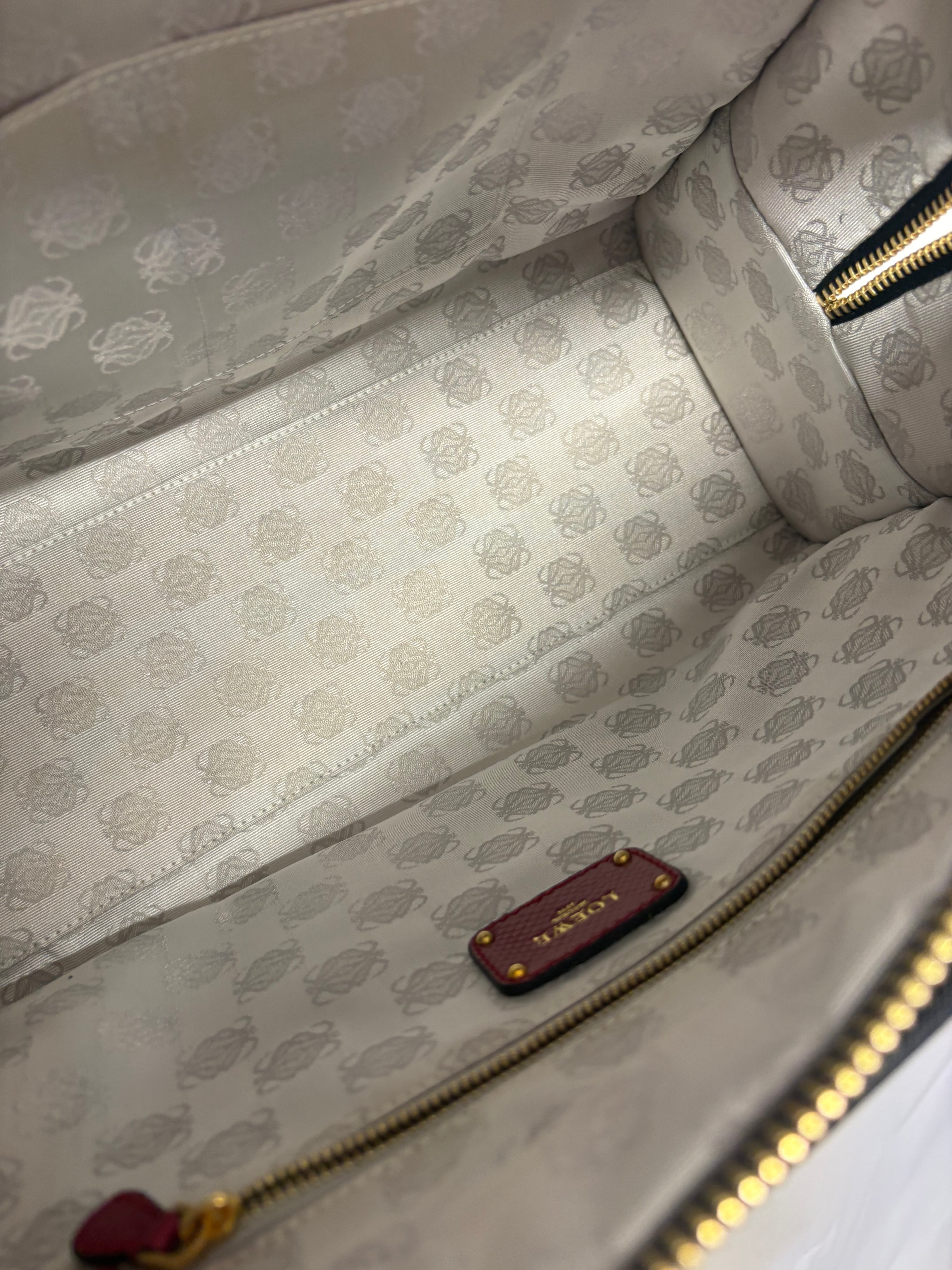 Loewe amazona 35 denim azul y rosa