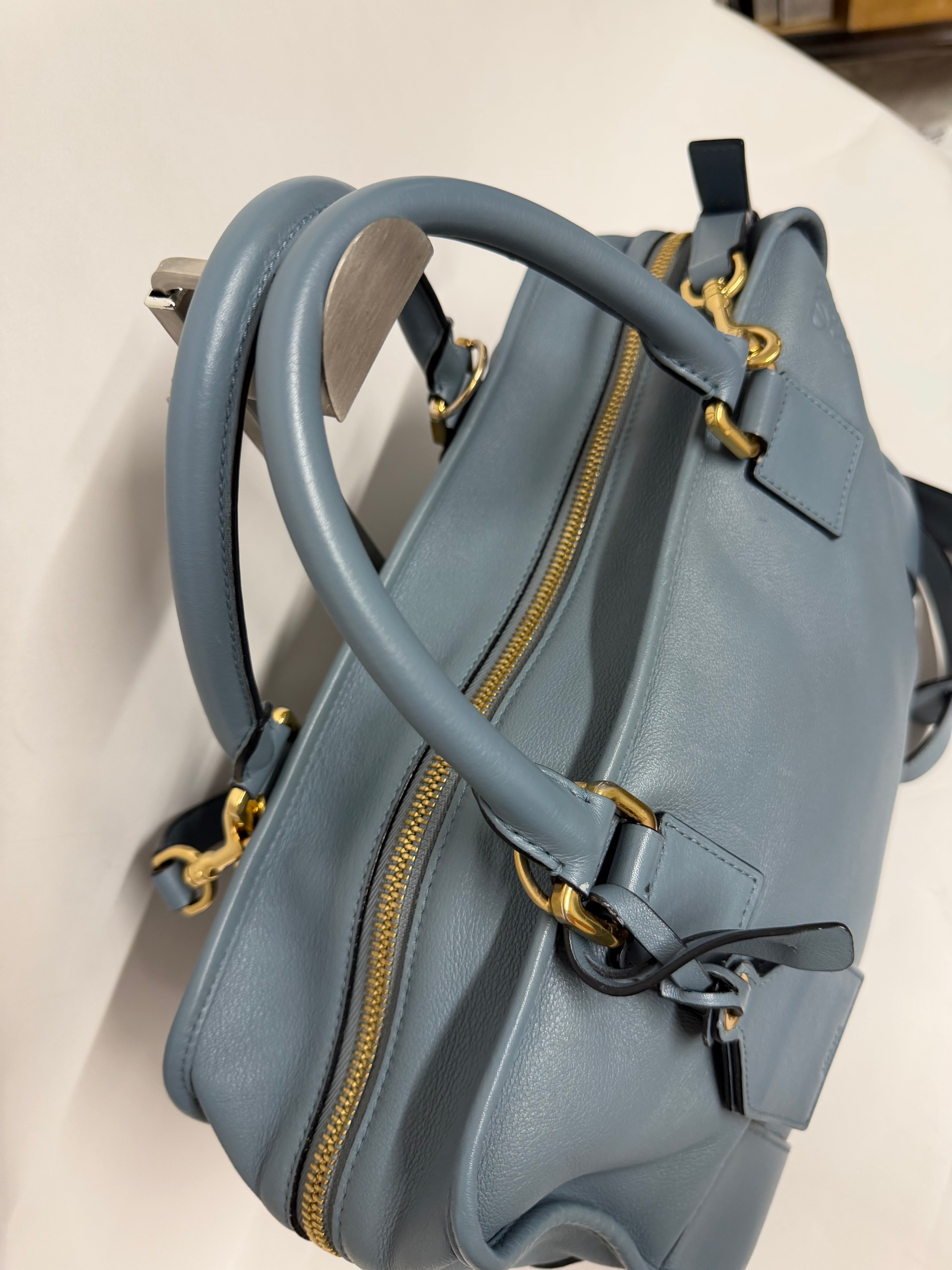 Loewe Amazona 36 Piel Azul Grisáceo y bandolera original