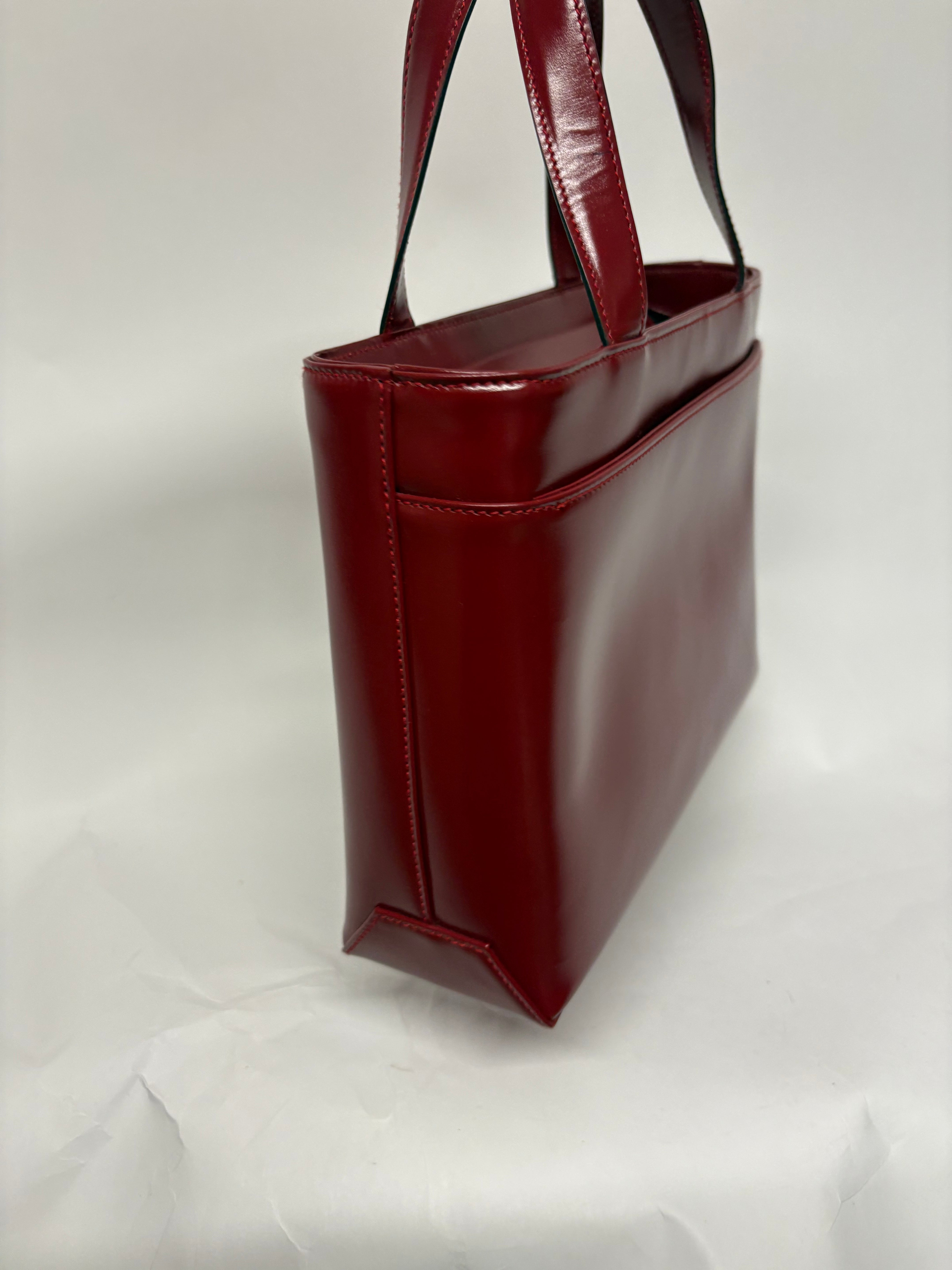 Loewe vintage estructurado cuadrado mini en piel cepillada roja