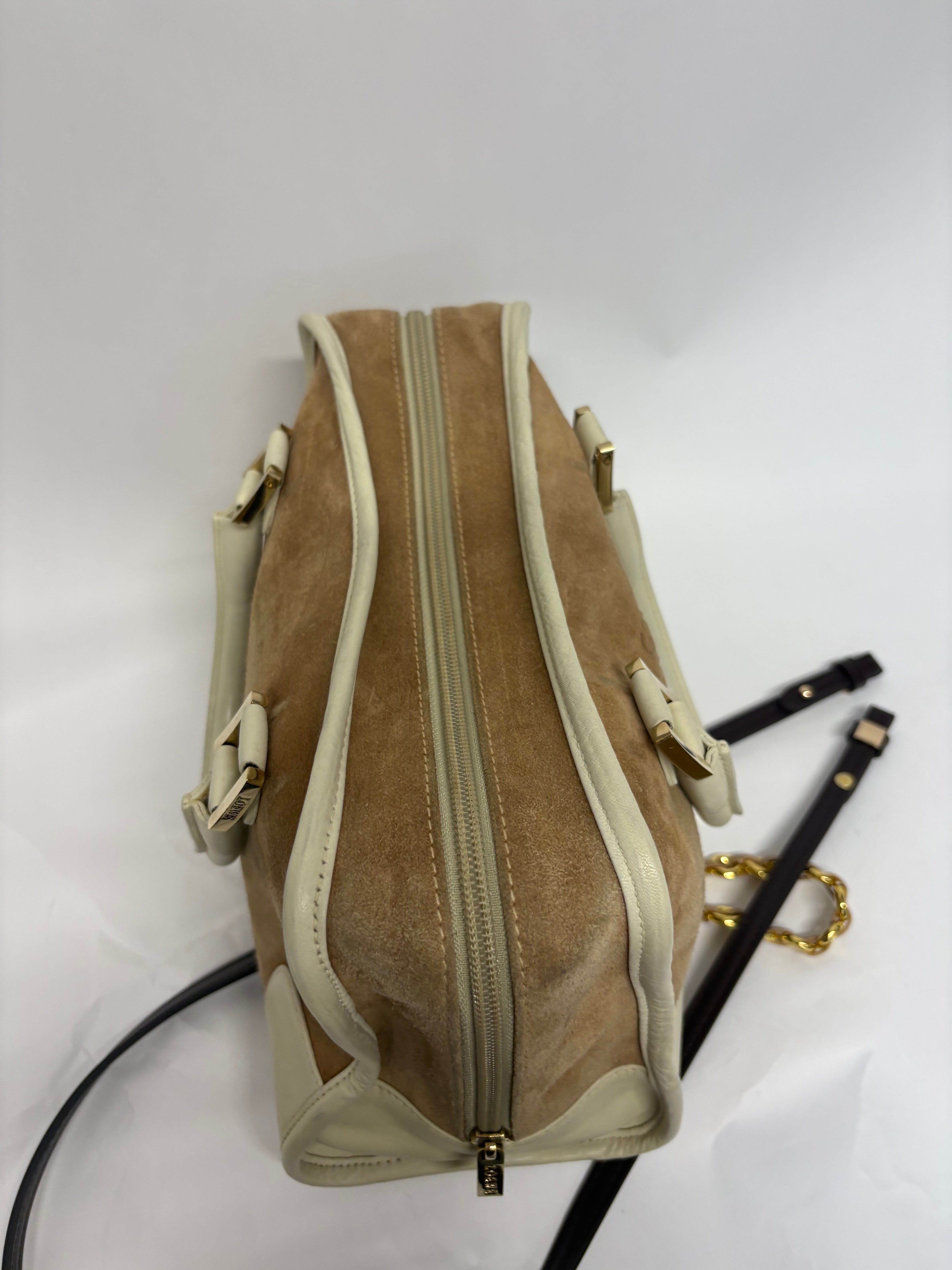 Loewe Amazona 28 blanco y ante oro 2 bandoleras