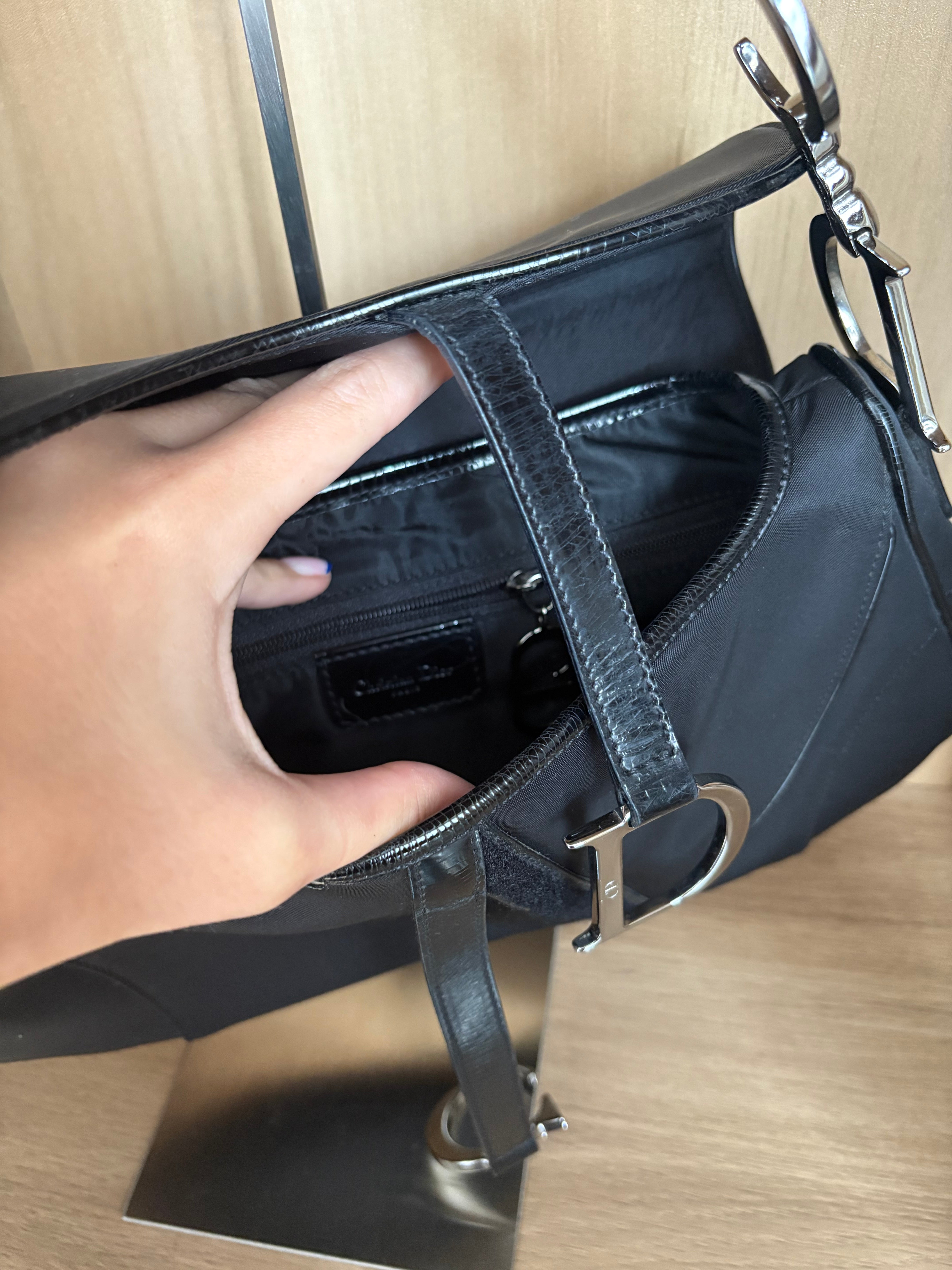 Bolso Dior Double Saddle Bag en Nylon Negro – Edición Vintage Galliano