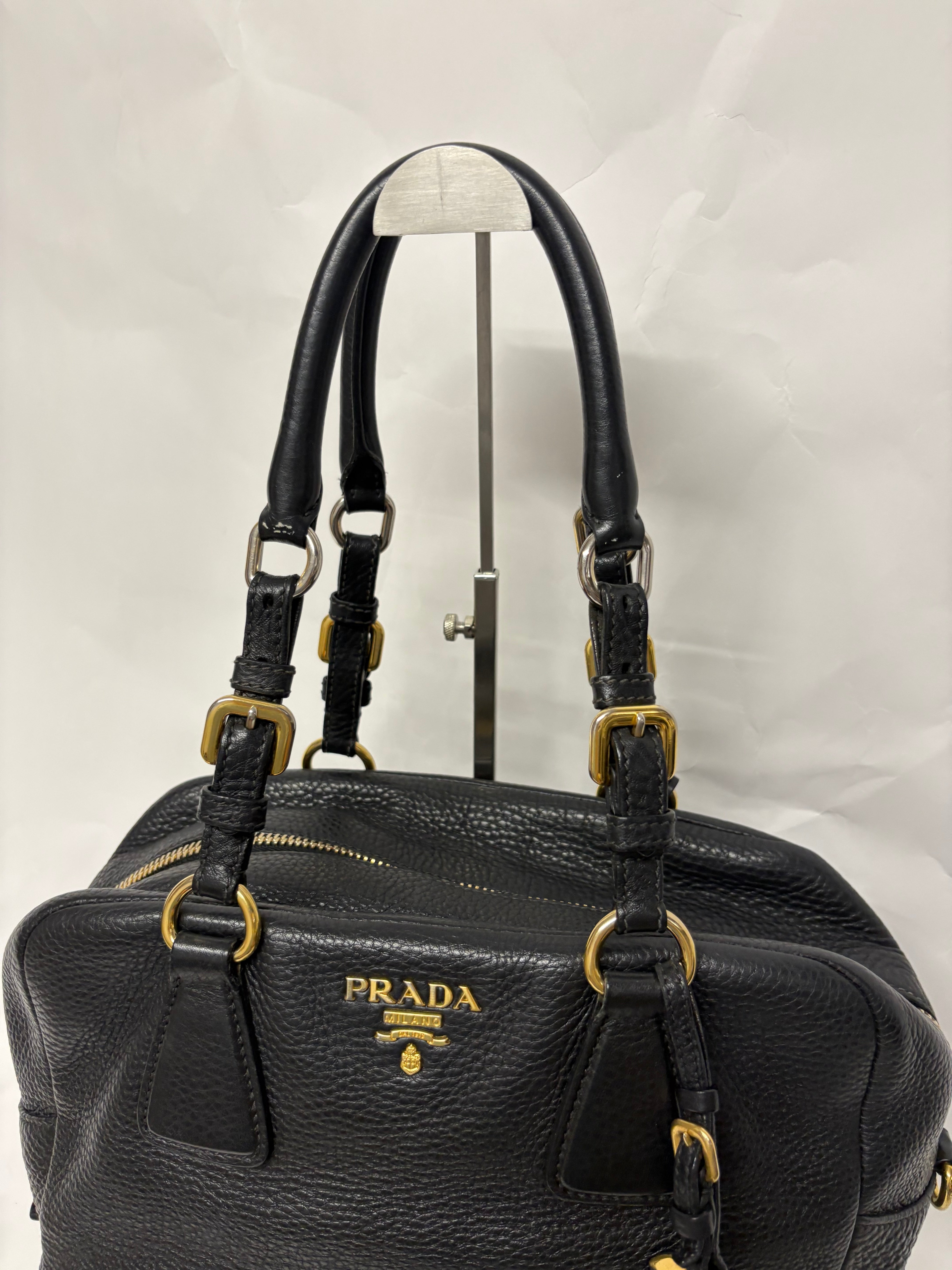 Prada Vitello Daino Negro 2-Way Original – Bandolera