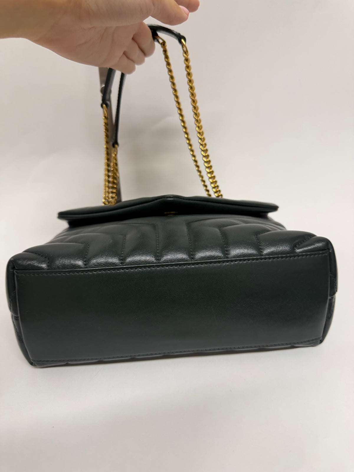 Saint Laurent LouLou Small Piel de Becerro Matelassé Verde Oscuro Full Set