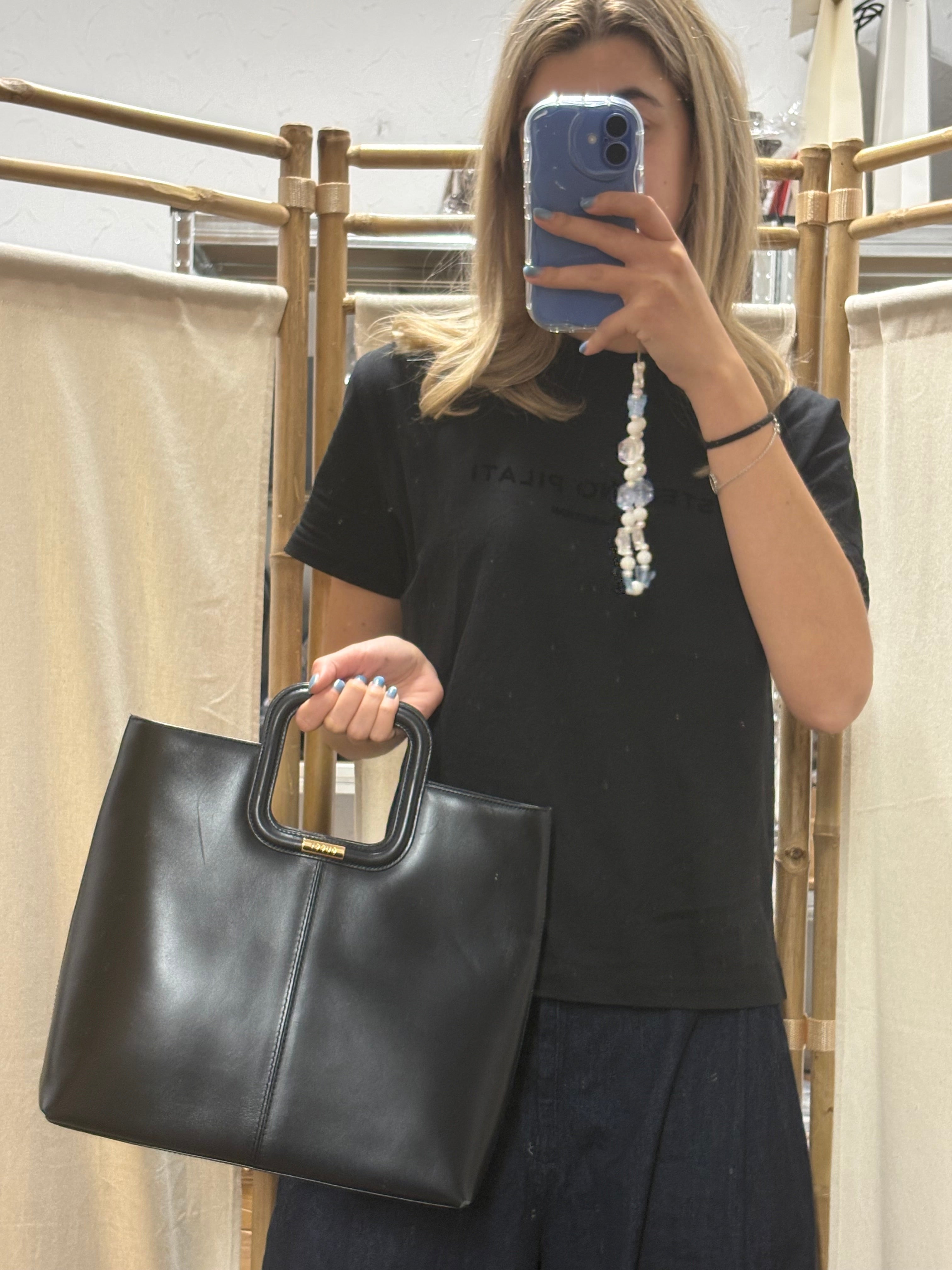 Gucci vintage bolso de mano piel cepillada negra