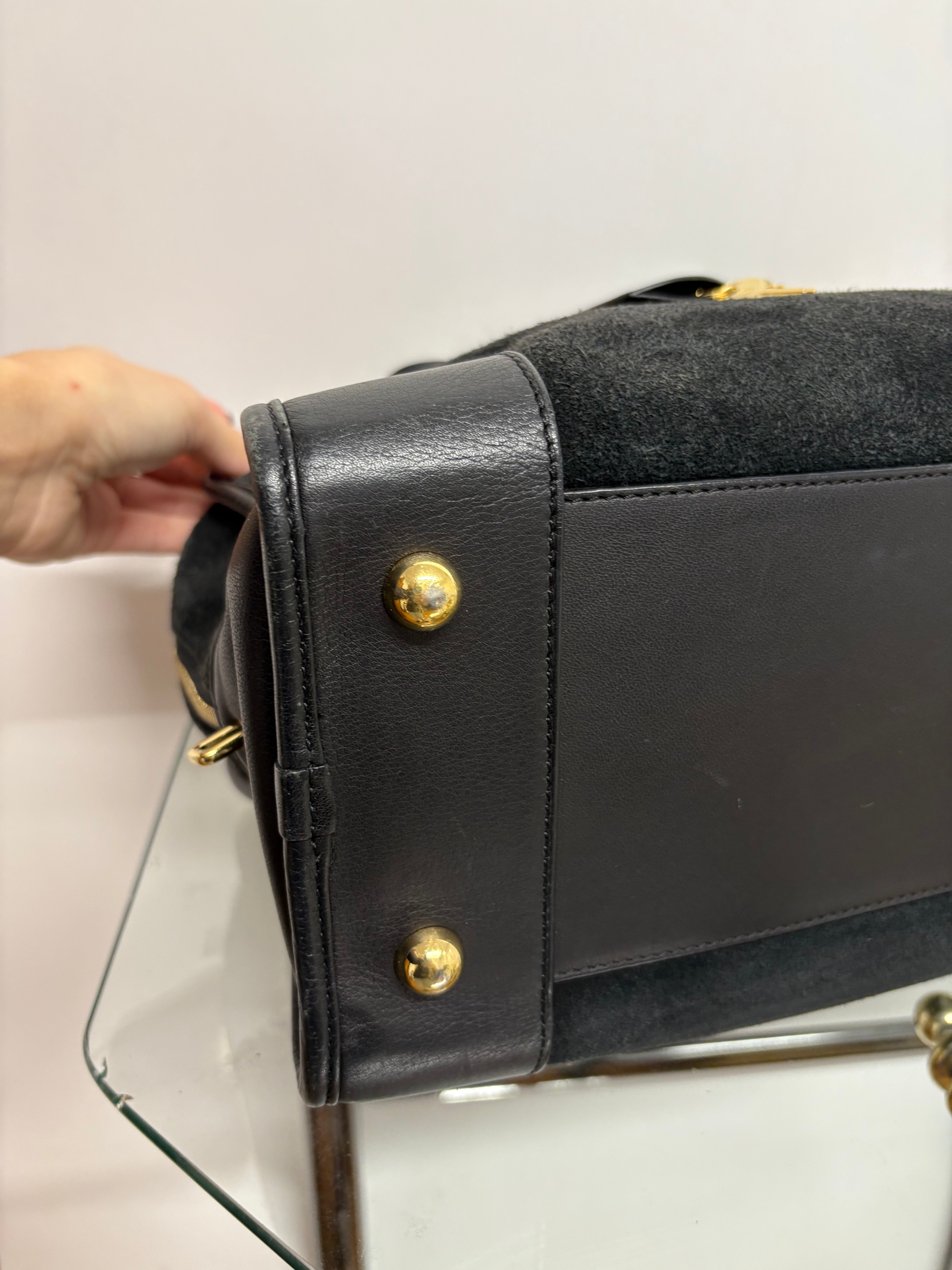 Loewe amazona 35 negro piel ante y piel lisa