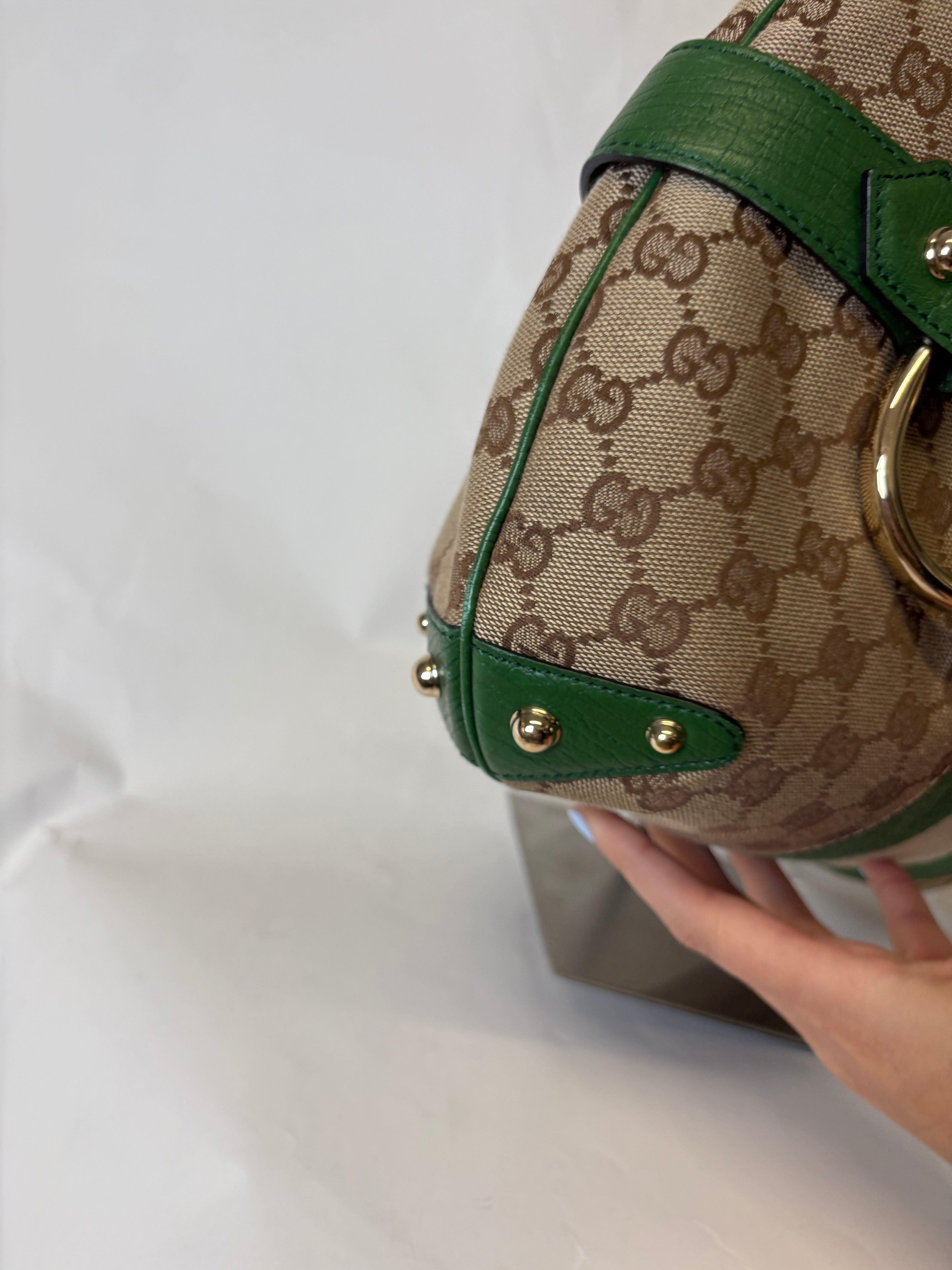 Gucci Horsebit Hobo chain large GG Canvas Verde Web