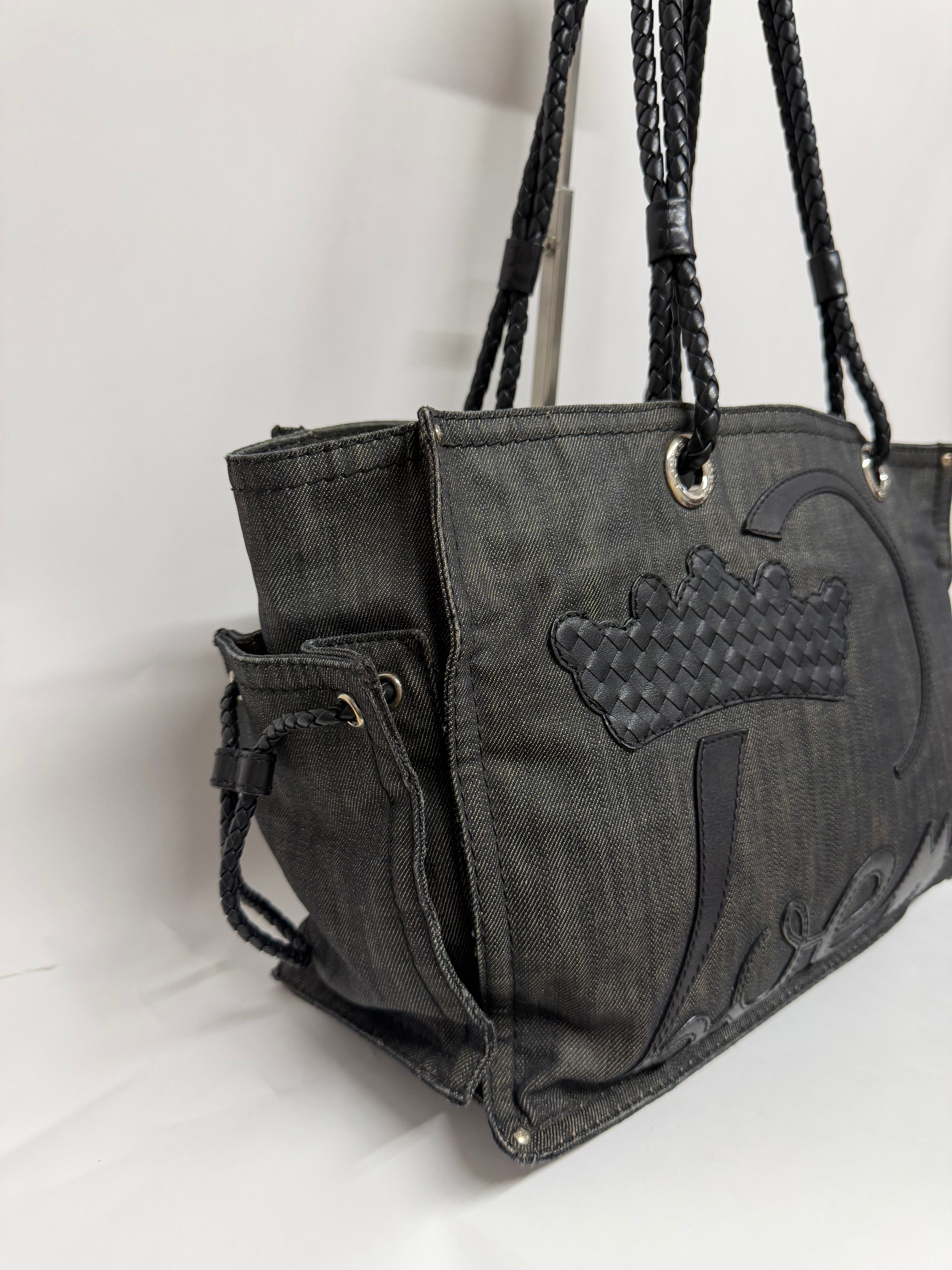 Loewe Tote Denim Oscuro Logo y Corona