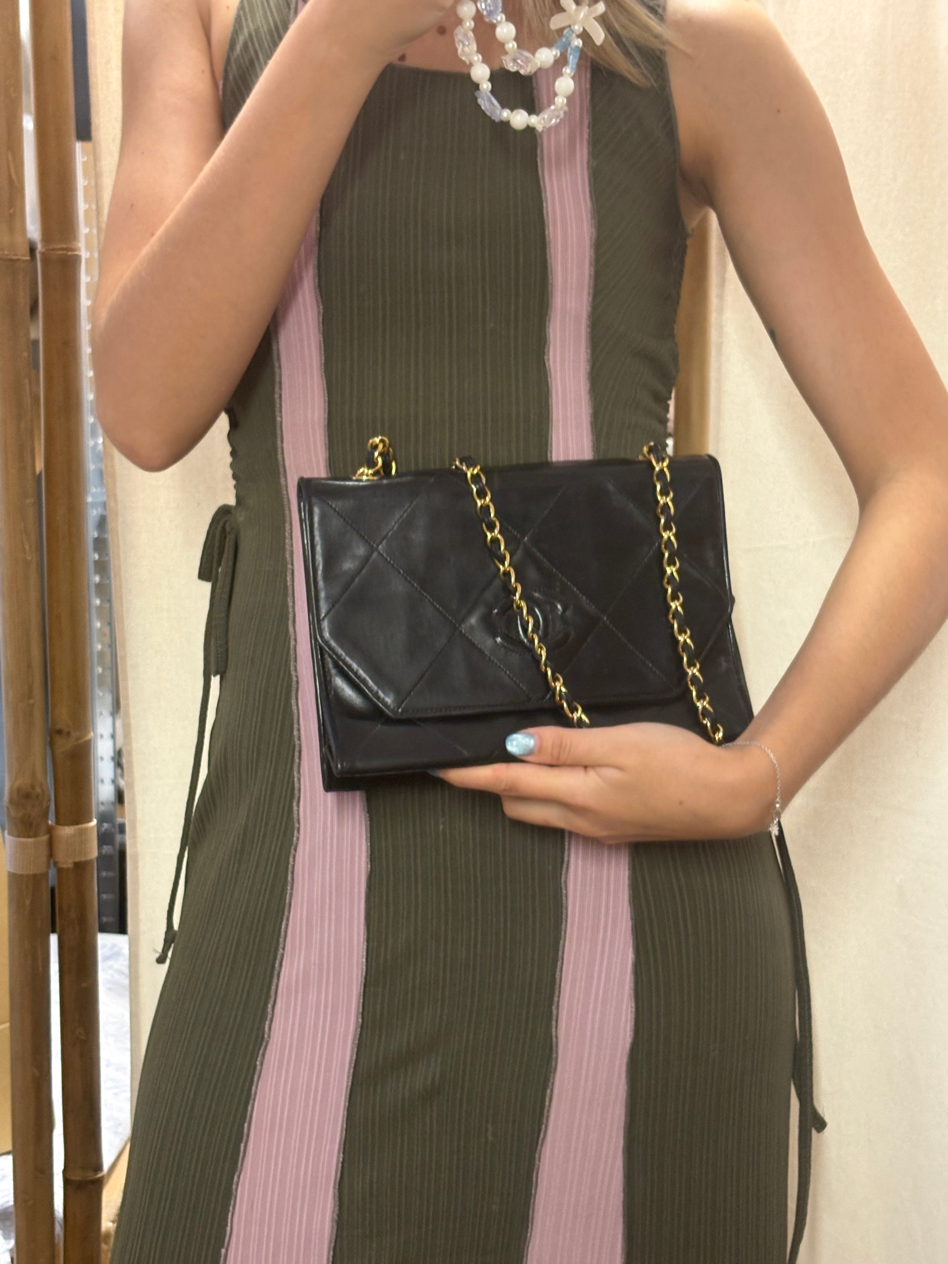 Single Flap Vintage negra cadena