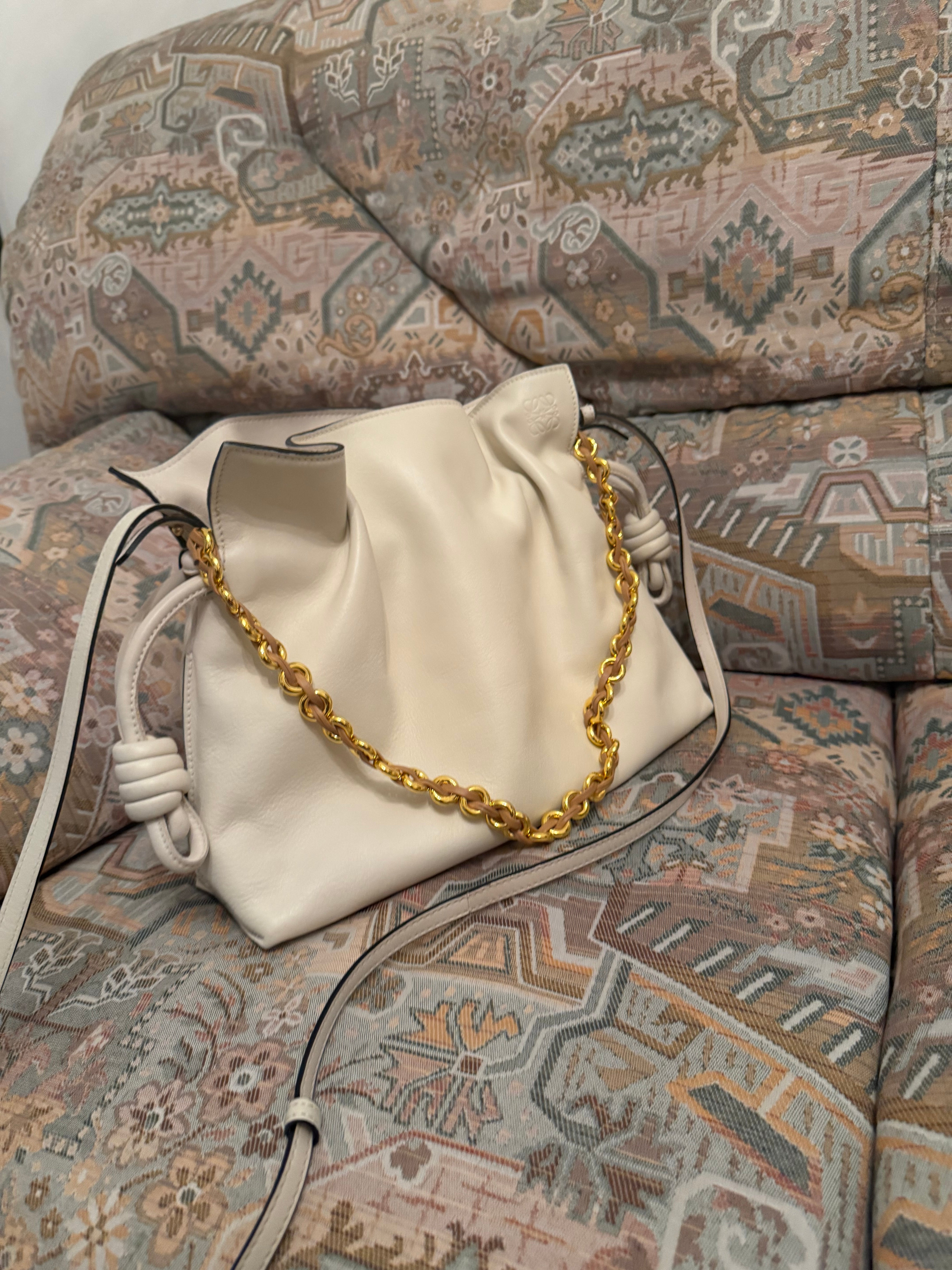 Loewe Flamenco Mediano Piel Blanco Roto