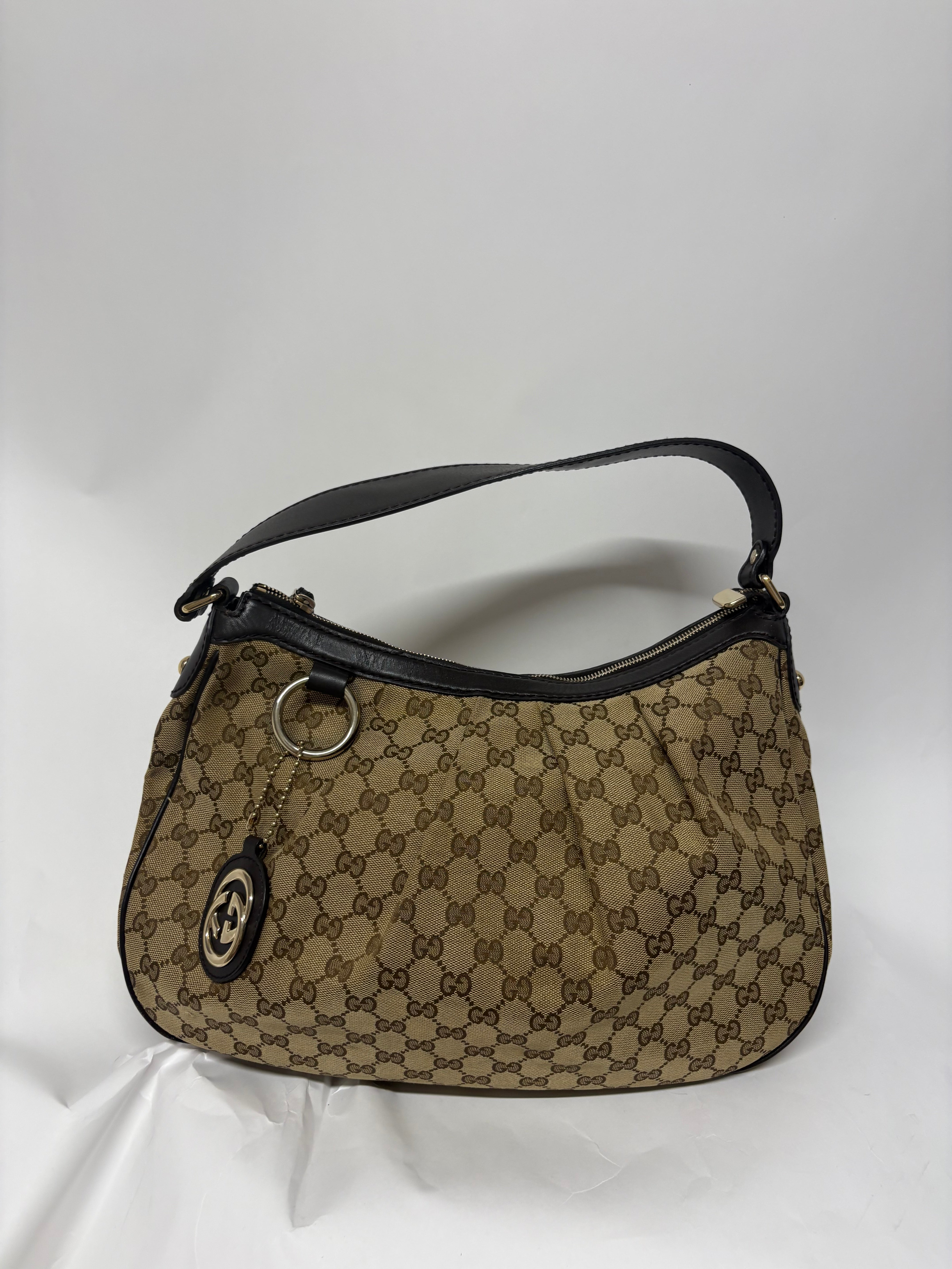 Gucci Sukey GG Canvas Hobo XL – Beige y Piel Marrón Oscura