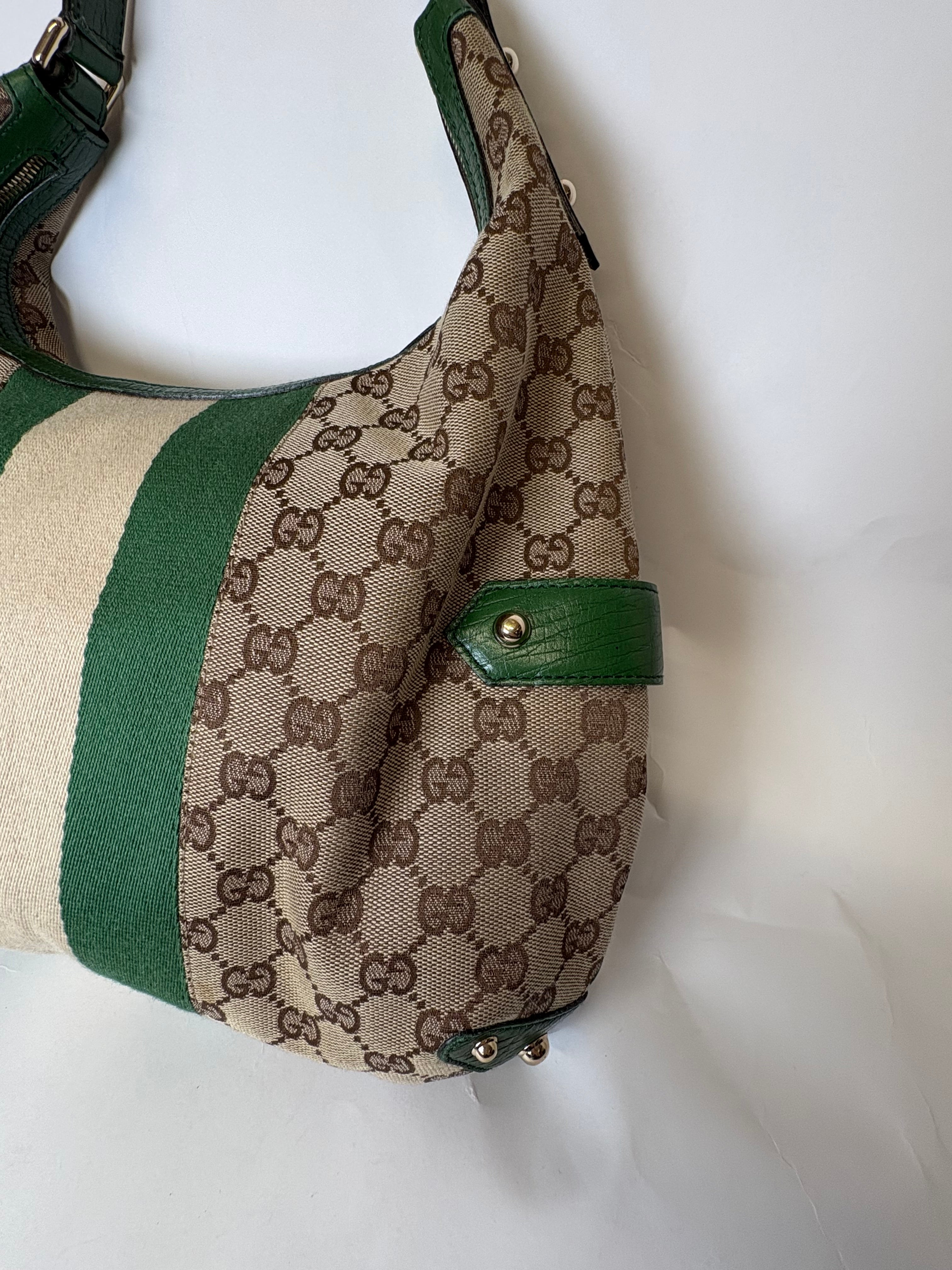 Gucci Horsebit Hobo chain large GG Canvas Verde Web