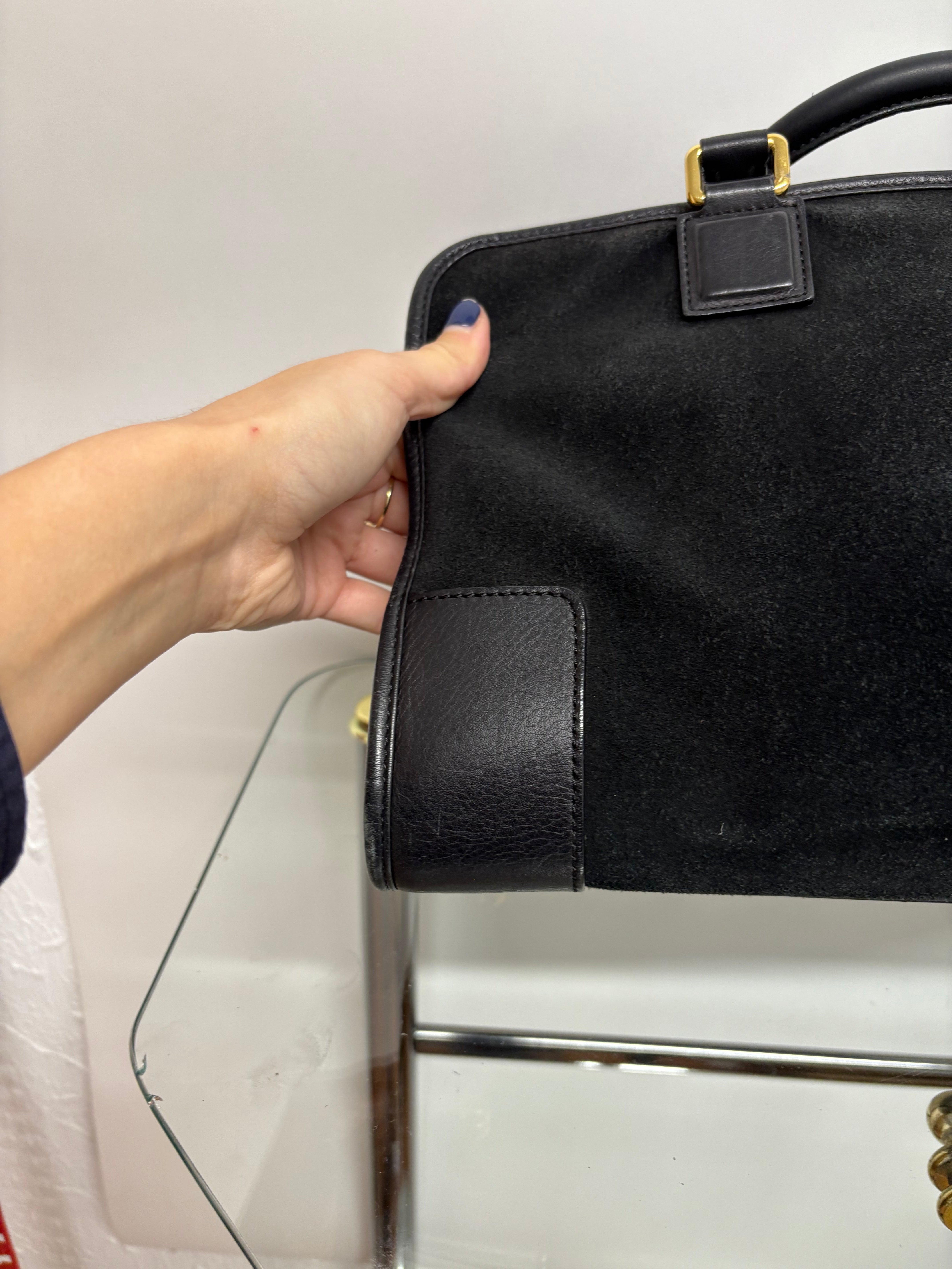 Loewe amazona 35 negro piel ante y piel lisa