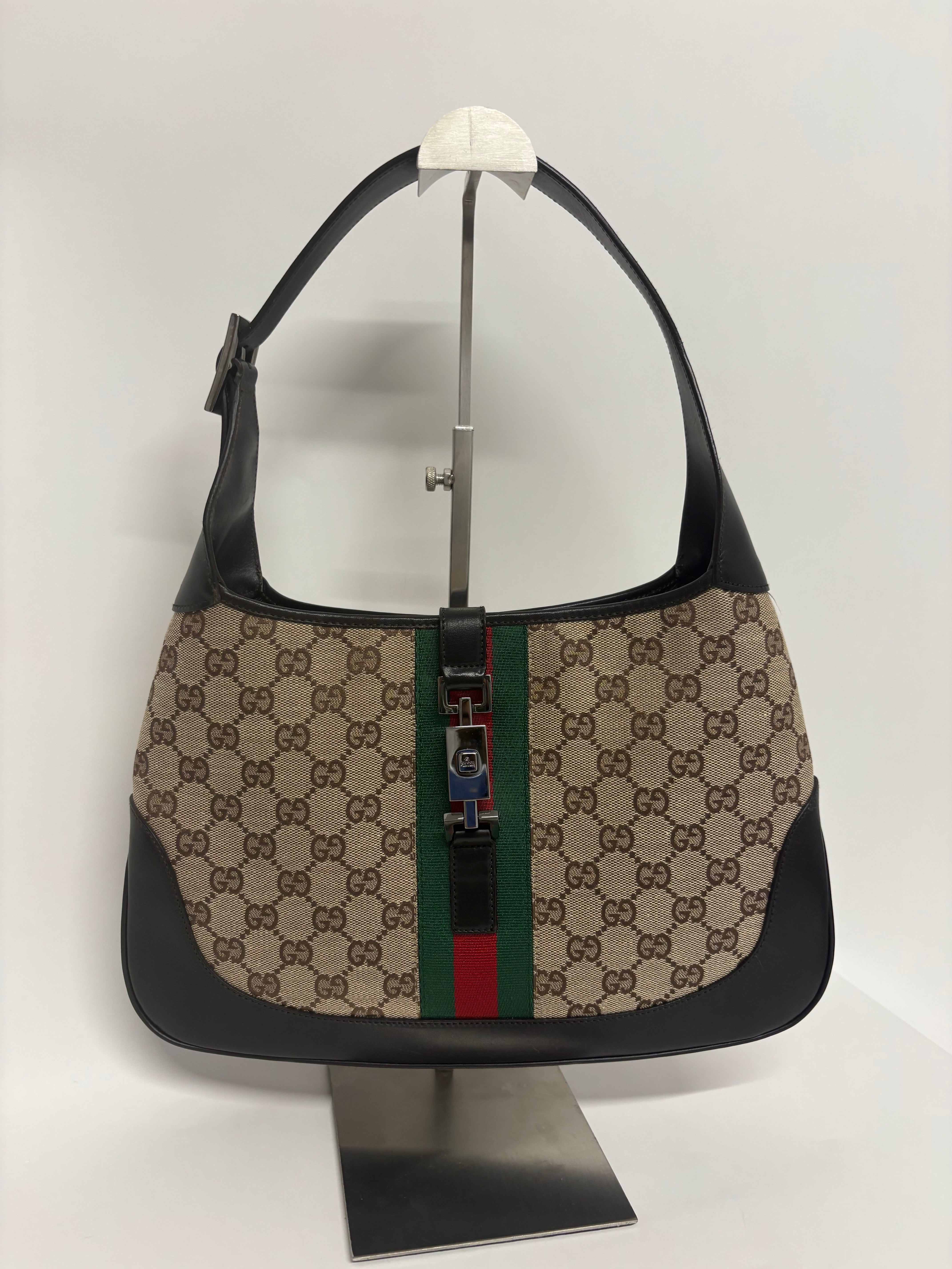 Gucci Jackie GG Canvas clasico mediano Marron Verde/Rojo
