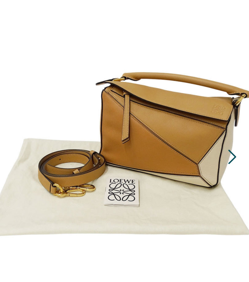 Loewe Puzzle Small Tricolor marrón/blanco