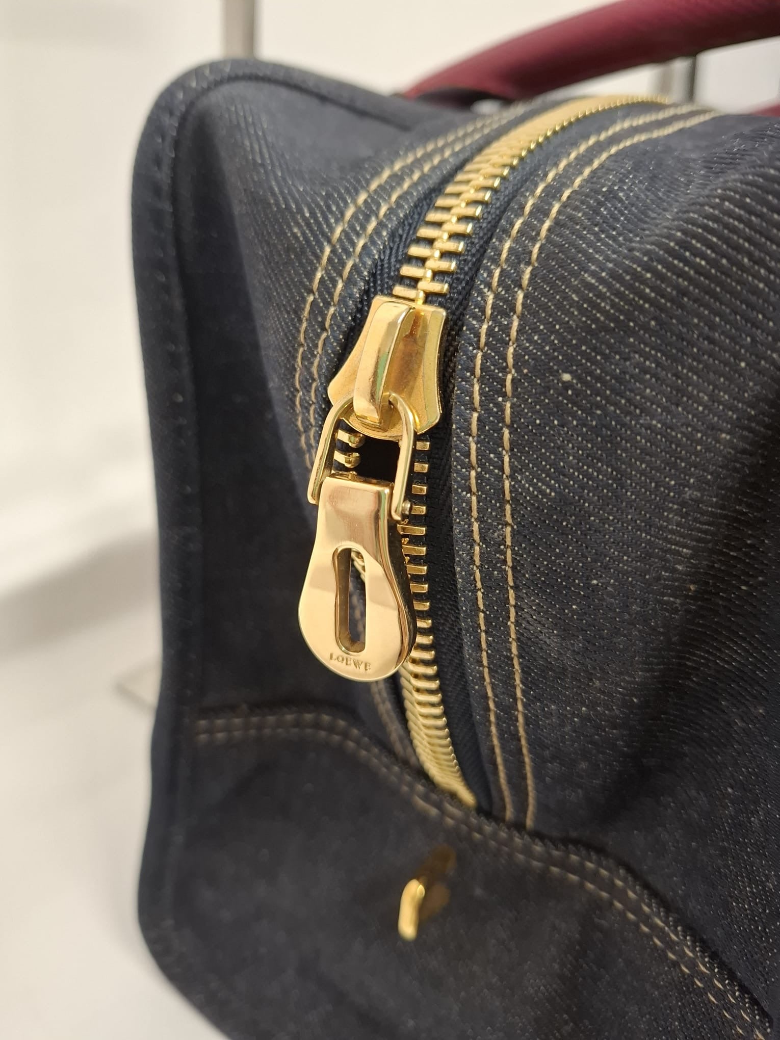 Loewe Amazona 36 Denim y Piel Rosa Efecto Lagarto