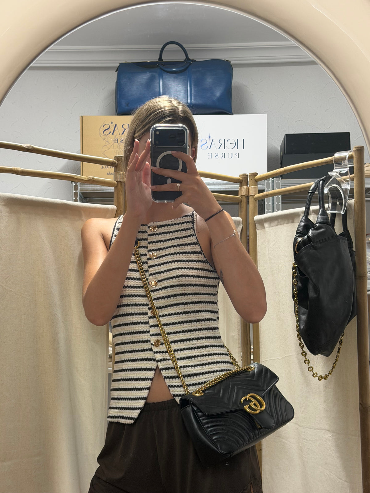 Gucci GG Marmont Small Matelassé Piel Negra Herrajes Dorados