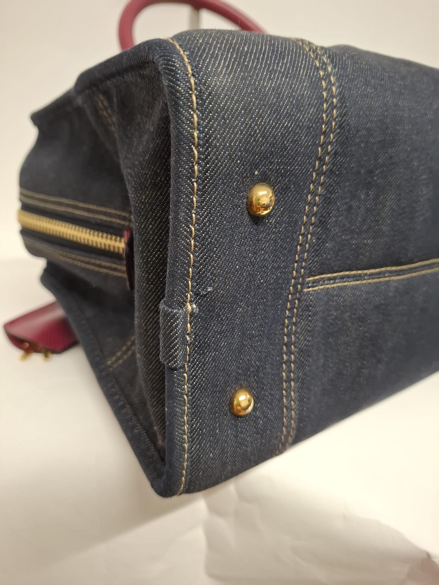 Loewe Amazona 36 Denim y Piel Rosa Efecto Lagarto