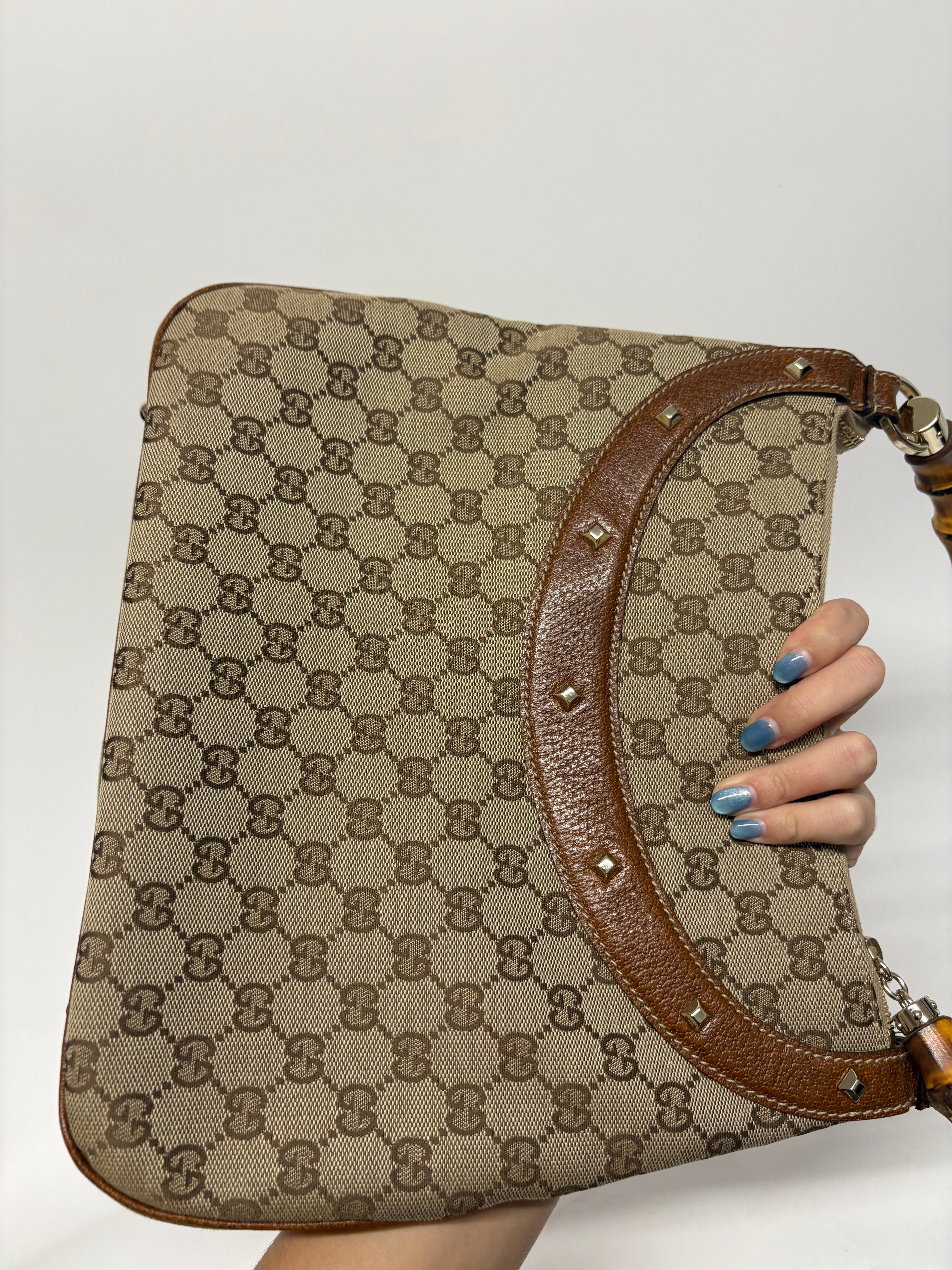 Gucci Bamboo GG Canvas vintage en color marrón