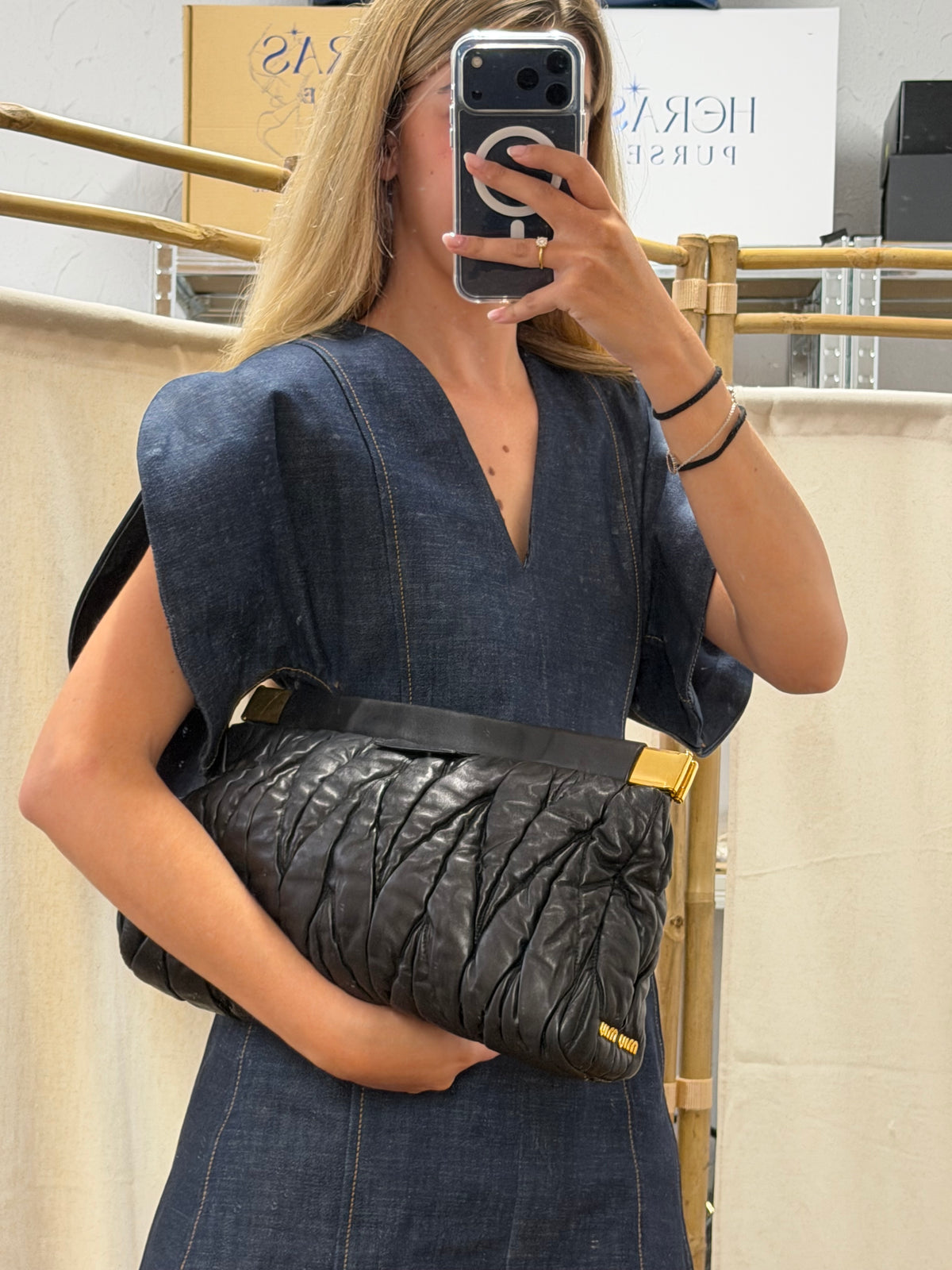Miu Miu Frame Clutch Matelassé Nappa