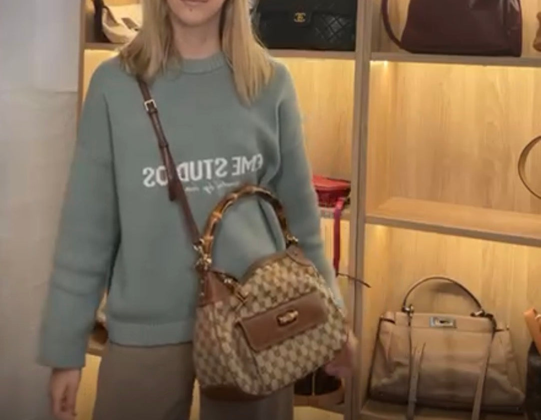 Gucci bamboo gg canvas marrón con bandolera (extra)