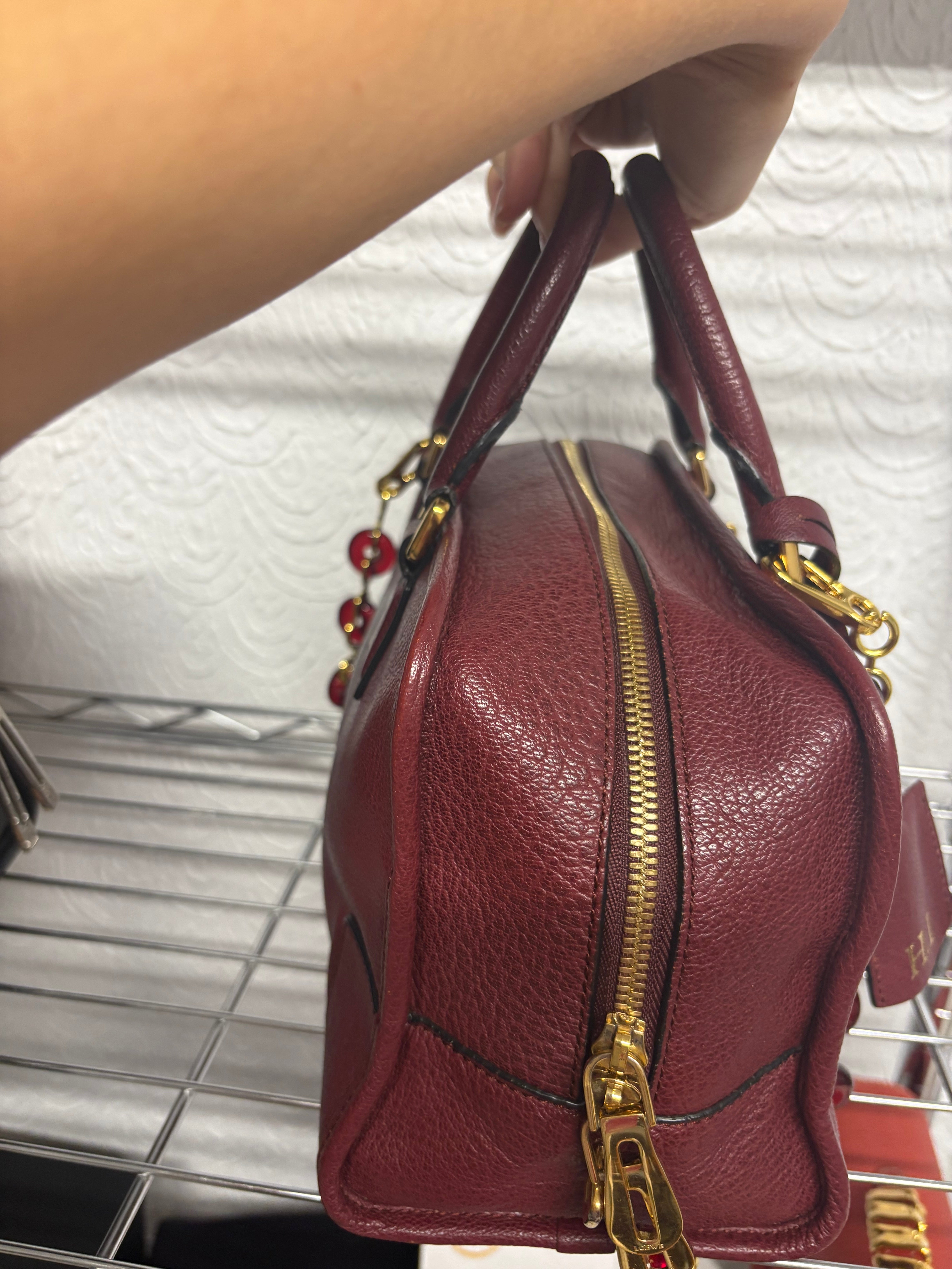 Loewe amazona burdeos 28 con 2 bandoleras