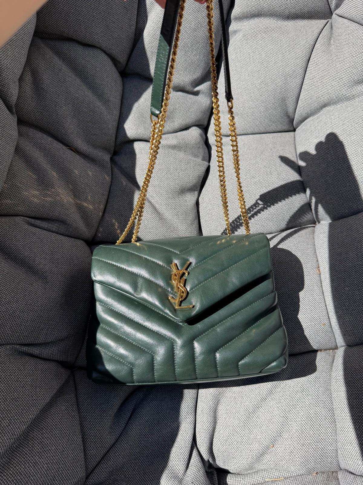 Saint Laurent LouLou Small Piel de Becerro Matelassé Verde Oscuro Full Set