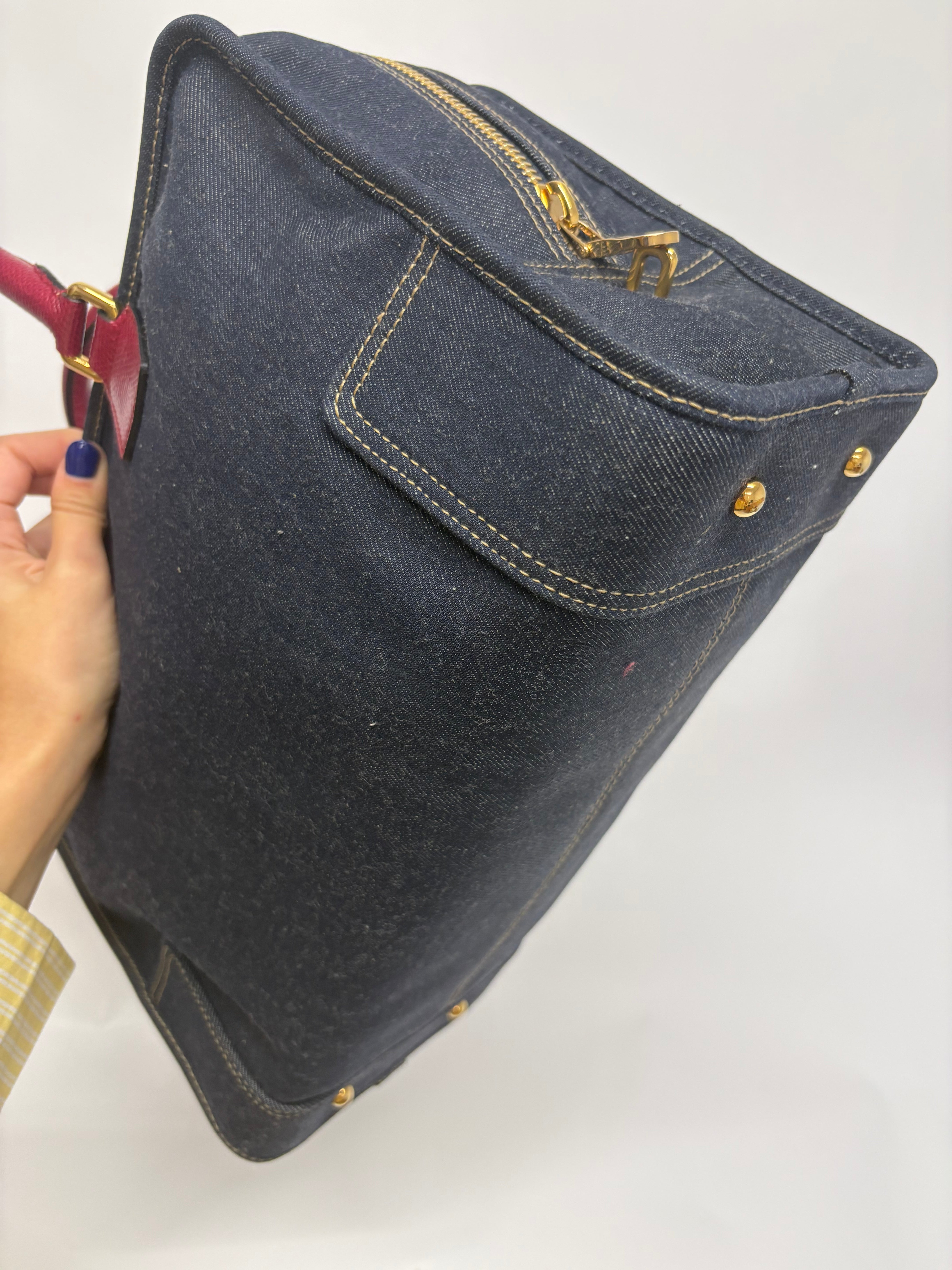 Loewe amazona 35 denim azul y rosa