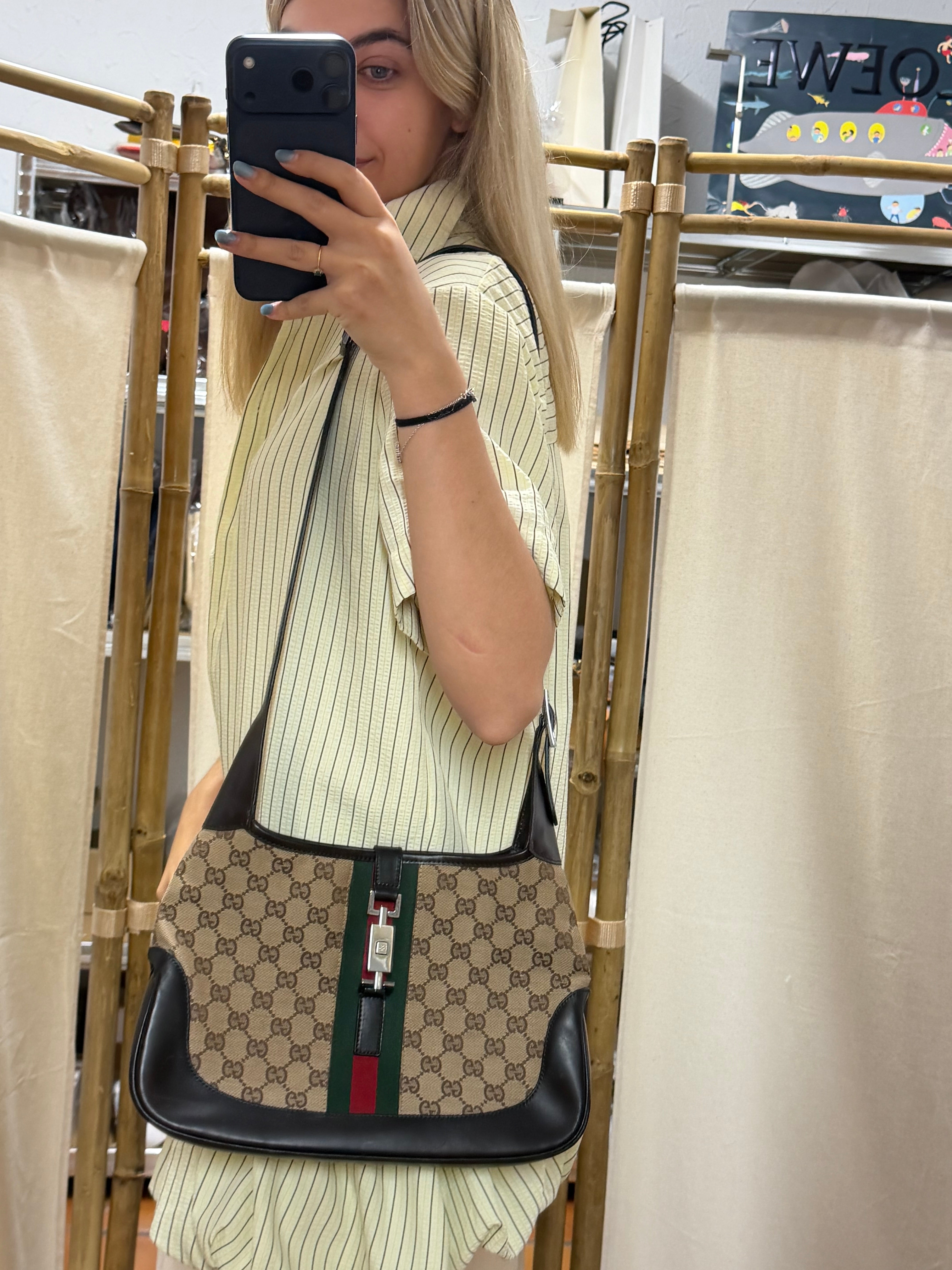 Gucci Jackie GG Canvas Web pequeña con bandolera
